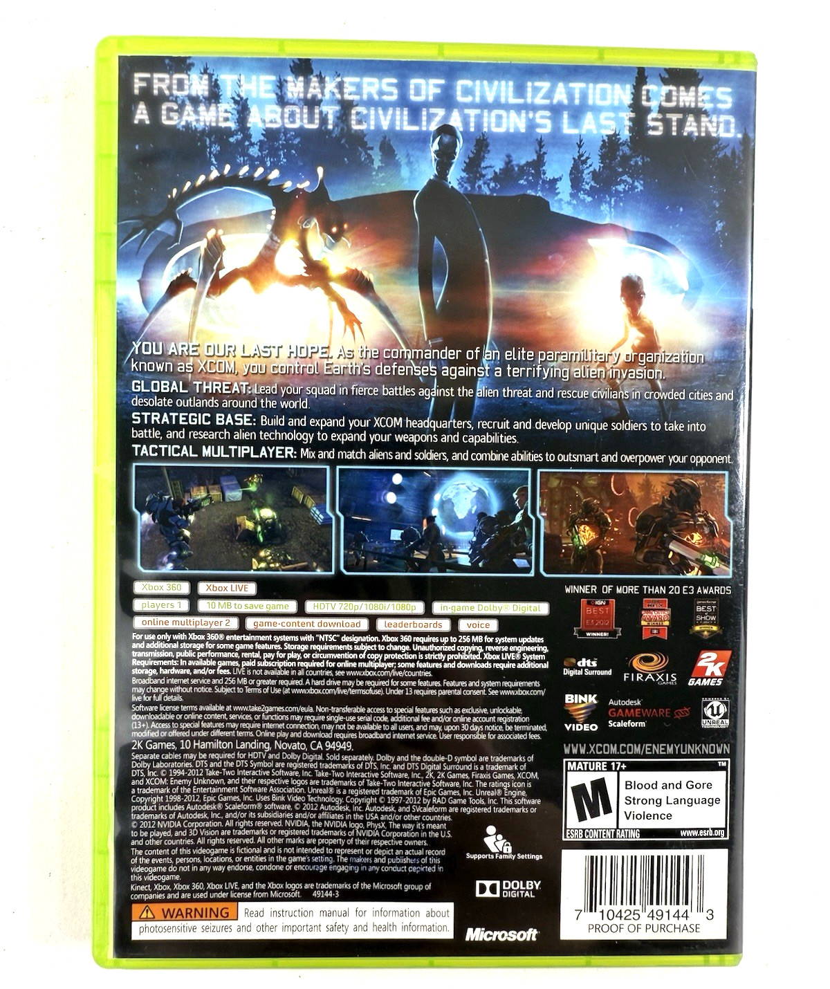 X-Com: Enemy Unknown (Microsoft Xbox 360, 2012) Game Case Manual Insert – Tested