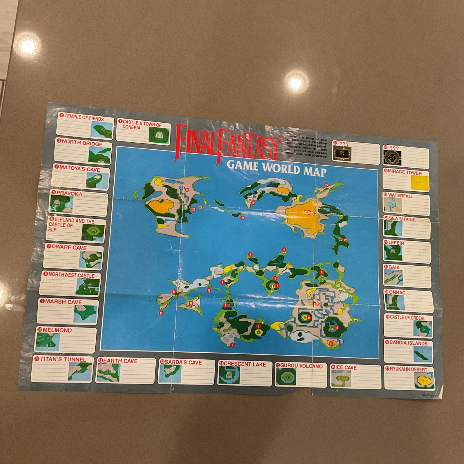 Final Fantasy Nintendo NES Manual Dungeon World Maps Chart Lot Authentic