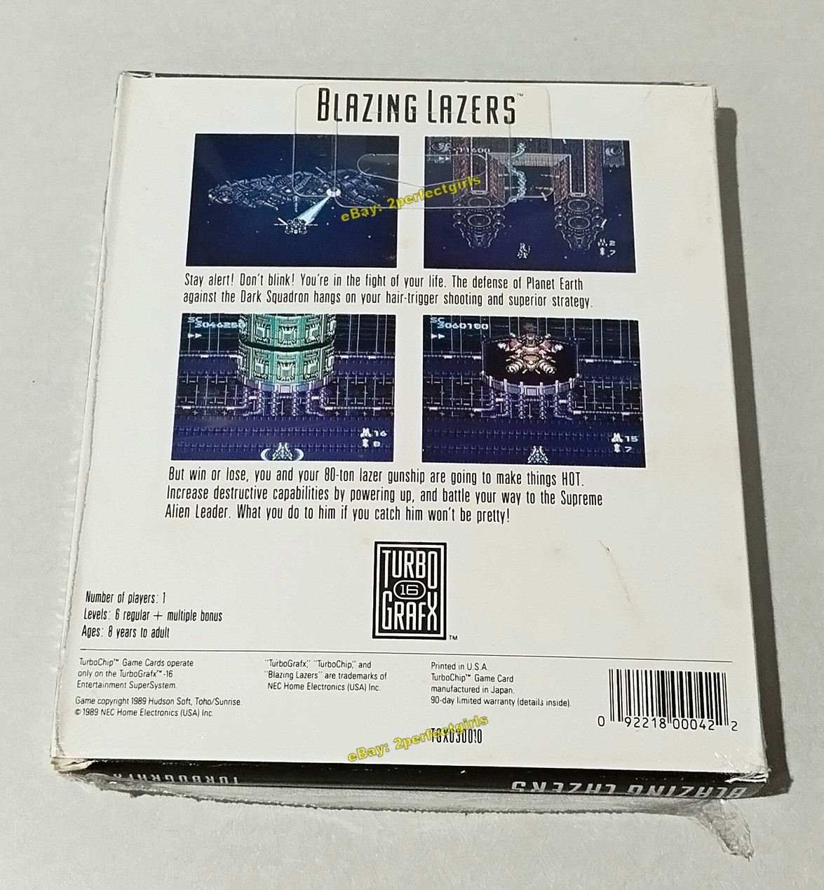Blazing Lazers (TurboGrafx-16, 89) CIB Complete With Box And Foam VG+