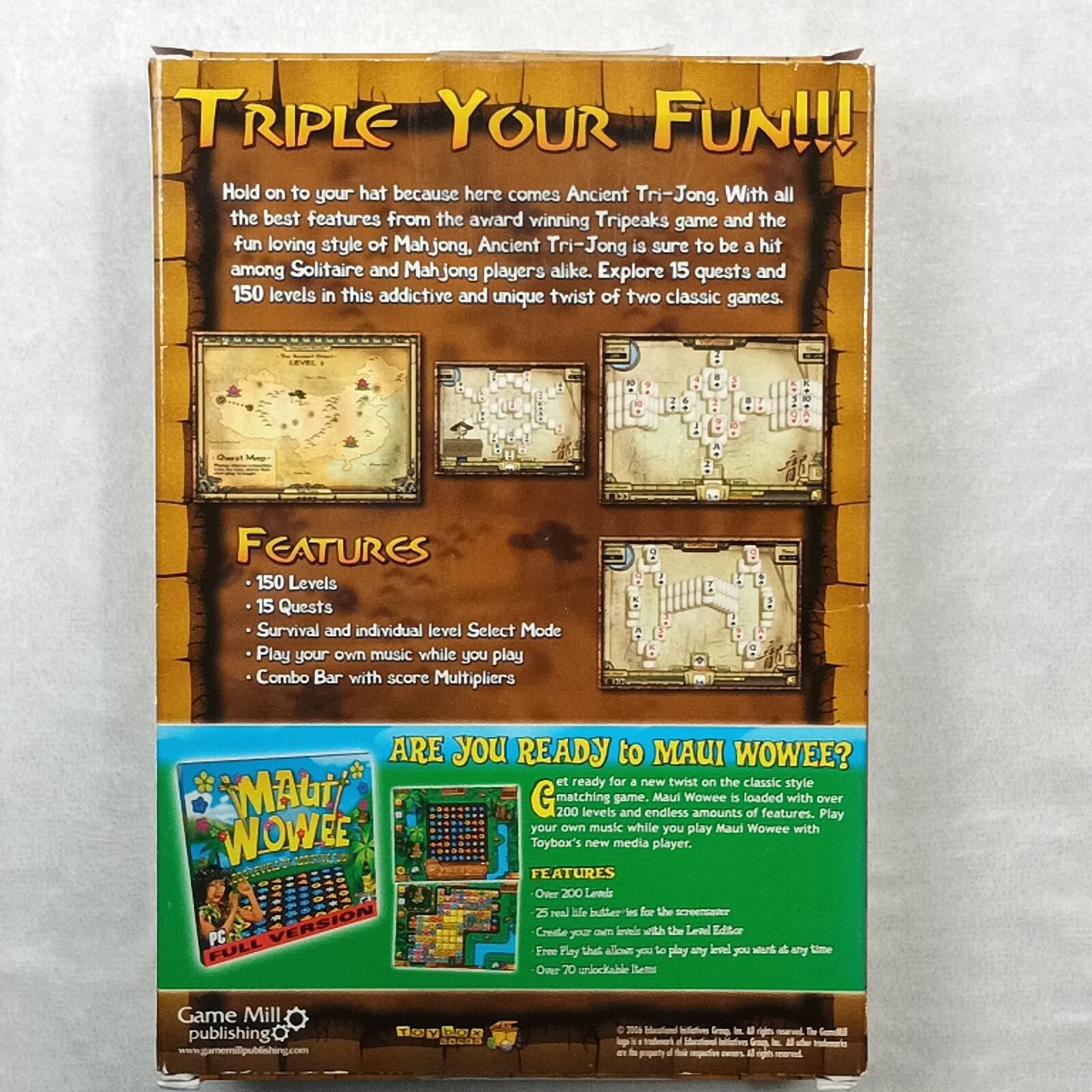 Ancient TriJong Mahjong Puzzle Game PC CD-ROM 150 Levels Quest Survival Strategy