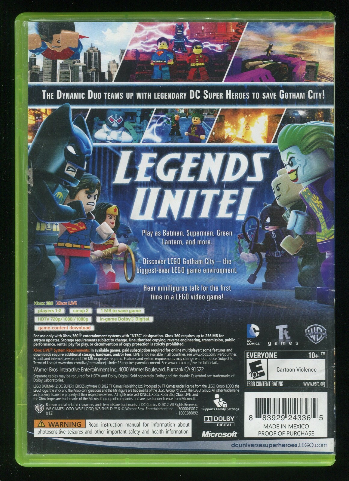 LEGO Batman 2 DC Super Heroes XBox 360 Video Game Superman Joker Wonder Woman