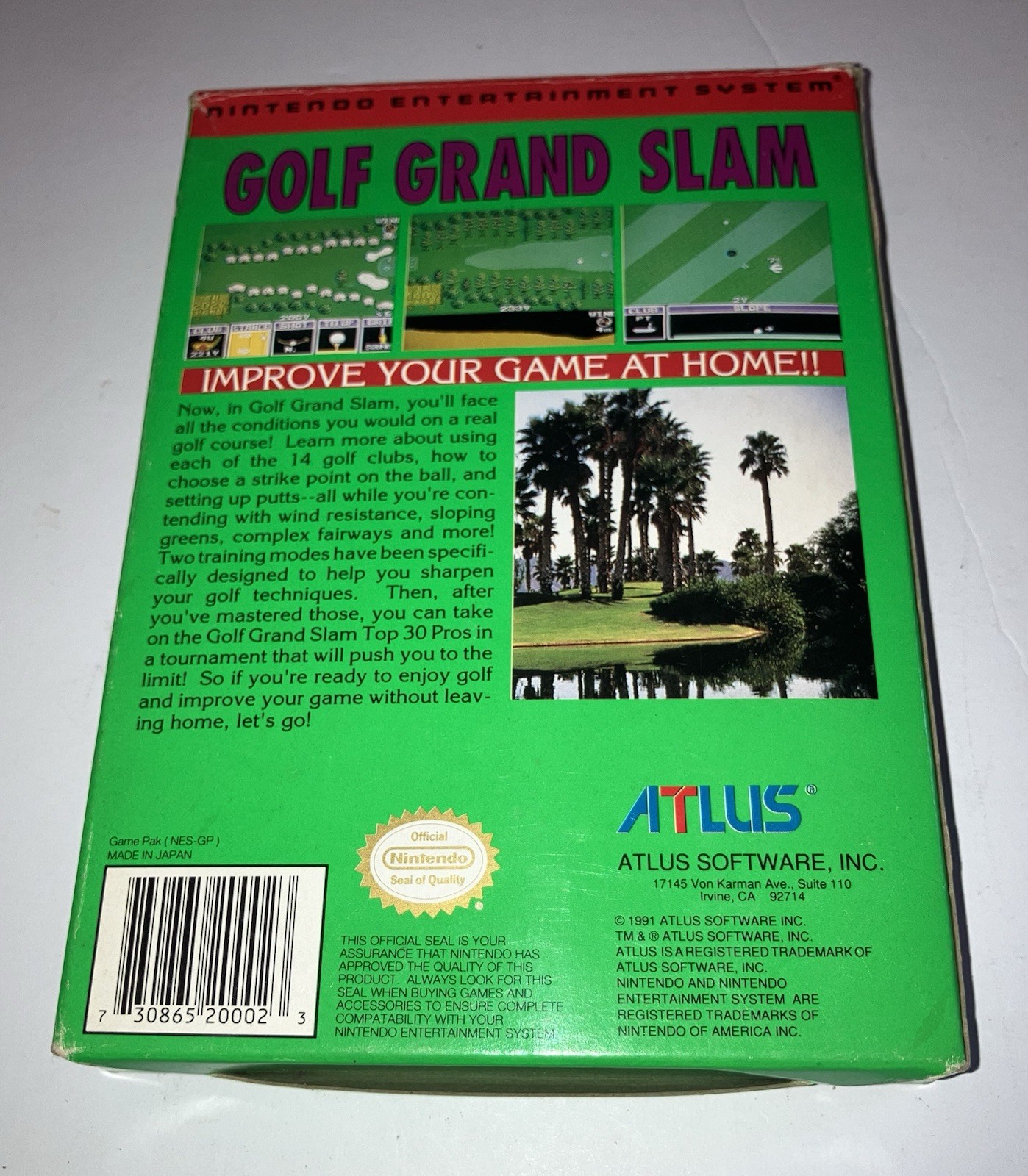 rare GOLF GRAND SLAM NES Game in Box w/manual, foldout & foam piece Fine shape