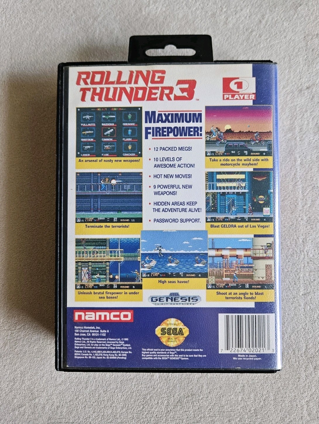 ROLLING THUNDER 3 SEGA GENESIS IN BOX VERY GOOD CONDITION