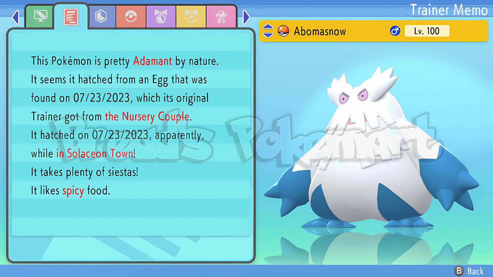 ✨ Shiny ABOMASNOW 6IV ✨ Pokemon Brilliant Diamond and Shining Pearl lv100 +EVs