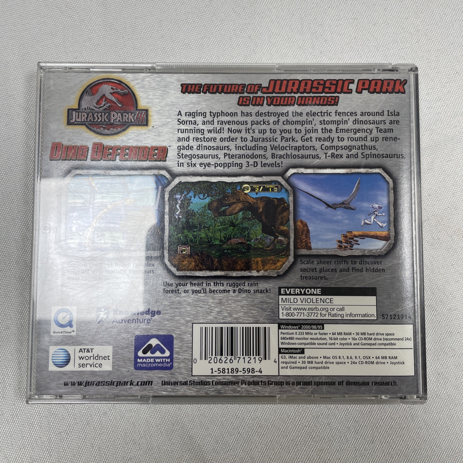 Jurassic Park III Dino Defender (Windows/Mac 2001) Knowledge Adventure CD-ROM