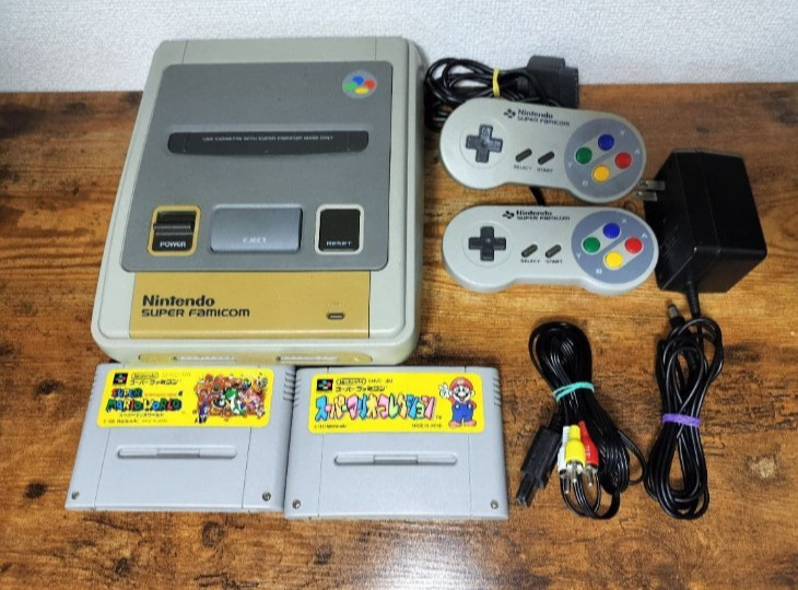 Nintendo Super Famicom Console Set 2 Controllers Mario World Collection Tested