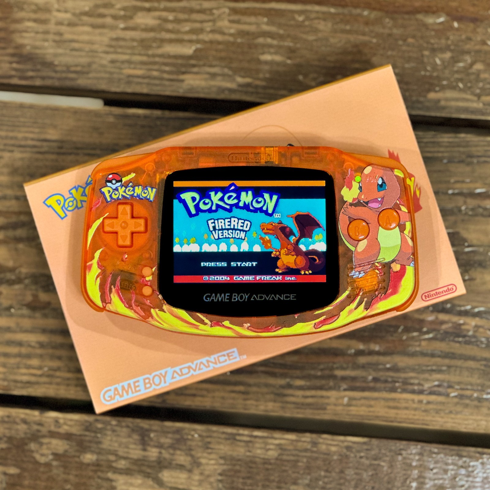Nintendo Game Boy Advance GBA 3.0 M2 IPS UV Pokemon CHARMANDER USB-C Battery