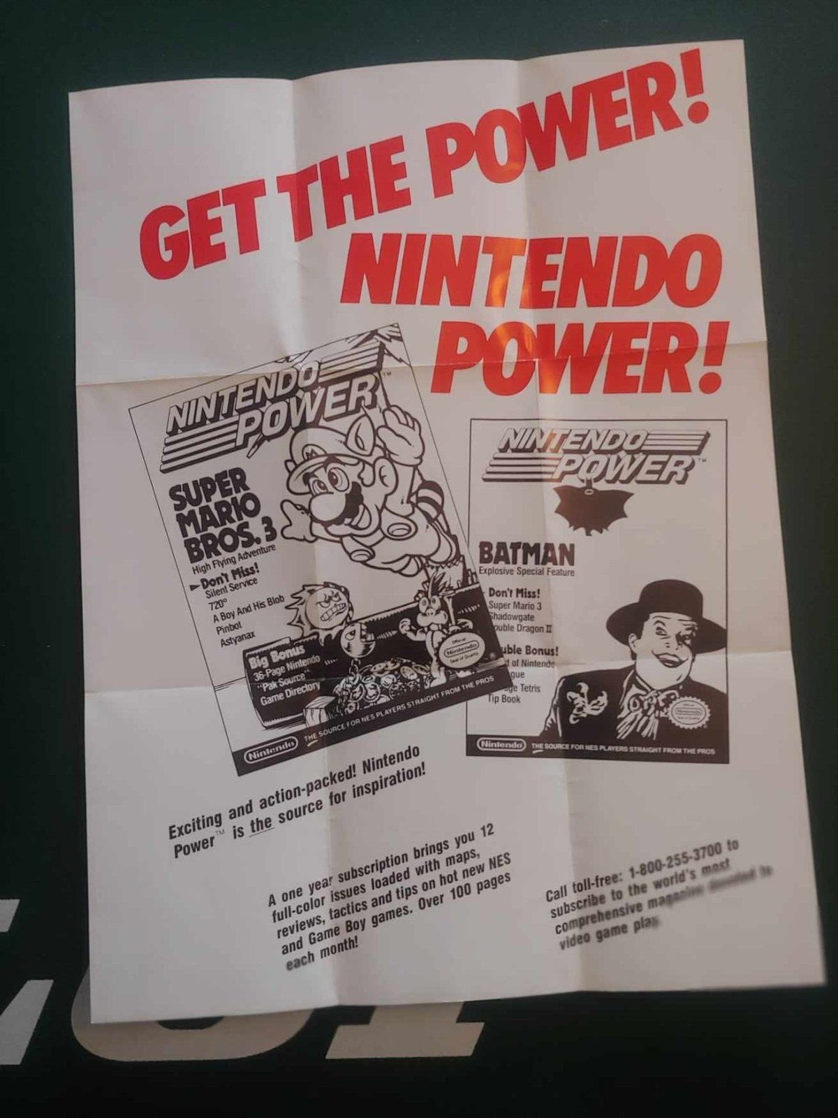 NINTENDO “Now You’re Playing POWER” Game 1990 Promo Fold-Out Insert GP-NES-US