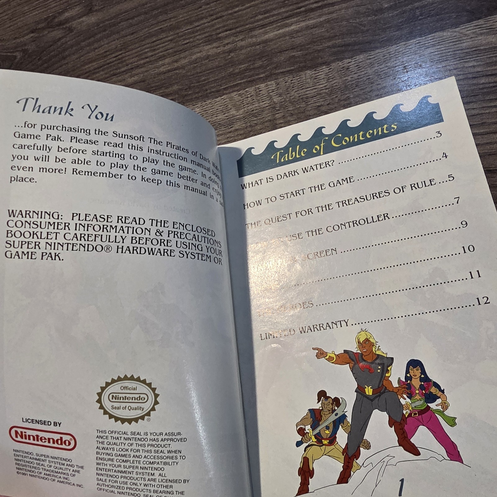 The Pirates Of Dark Water Super Nintendo SNES Original Manual Booklet Only Rare