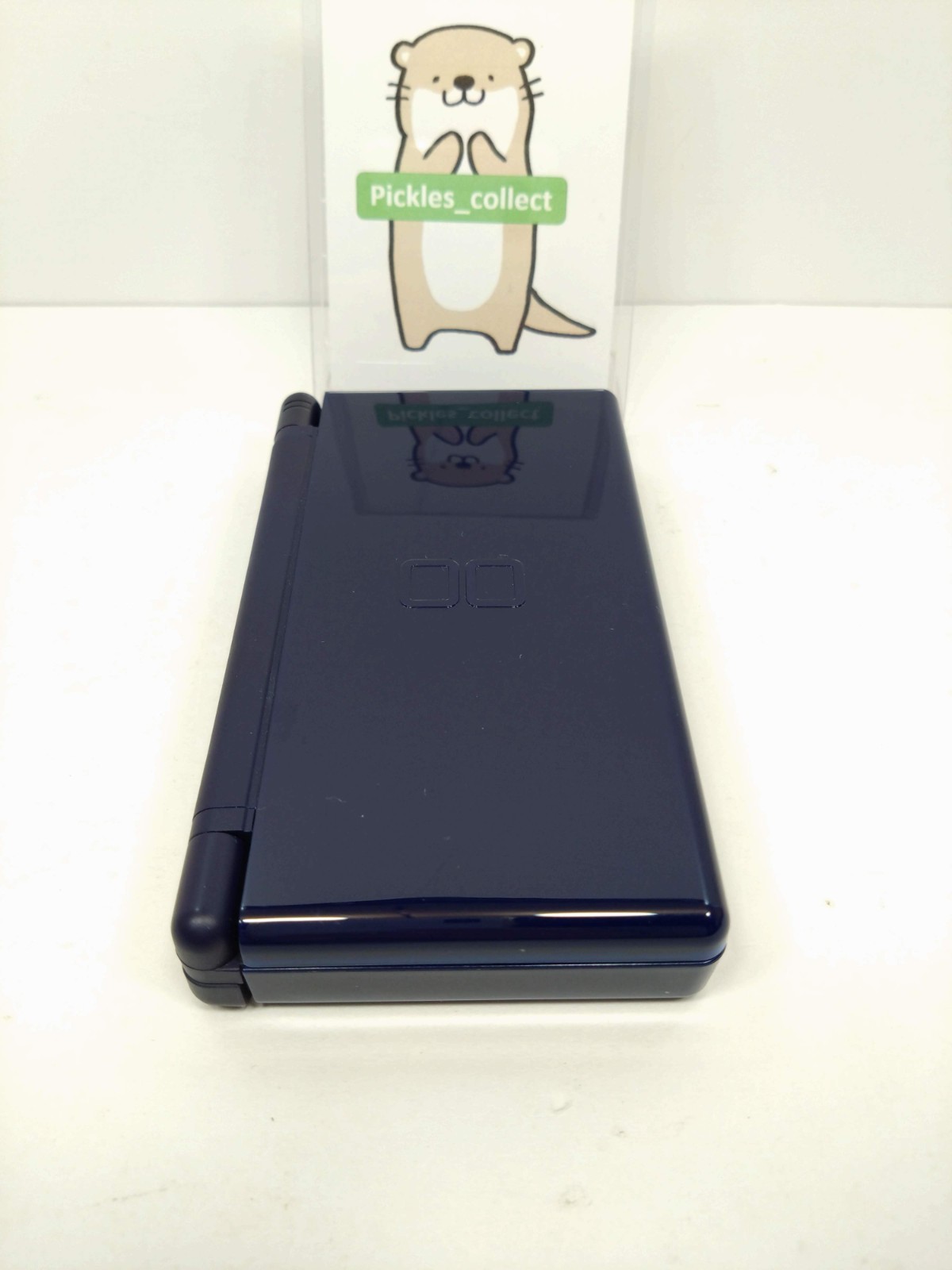 DS Lite Enamel Navy USG-001 w/GBA Connect Cover Tested Nintendo DS 0624A
