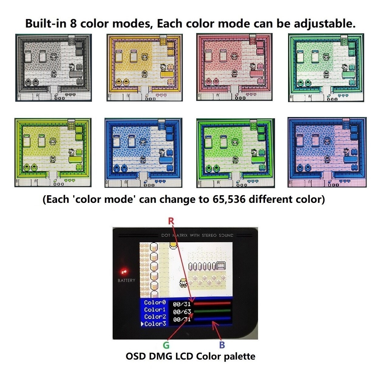 For GameBoy GB DMG IPS V5 LCD Blacklight Screen Kit W/USB-C Rechargeable Battery