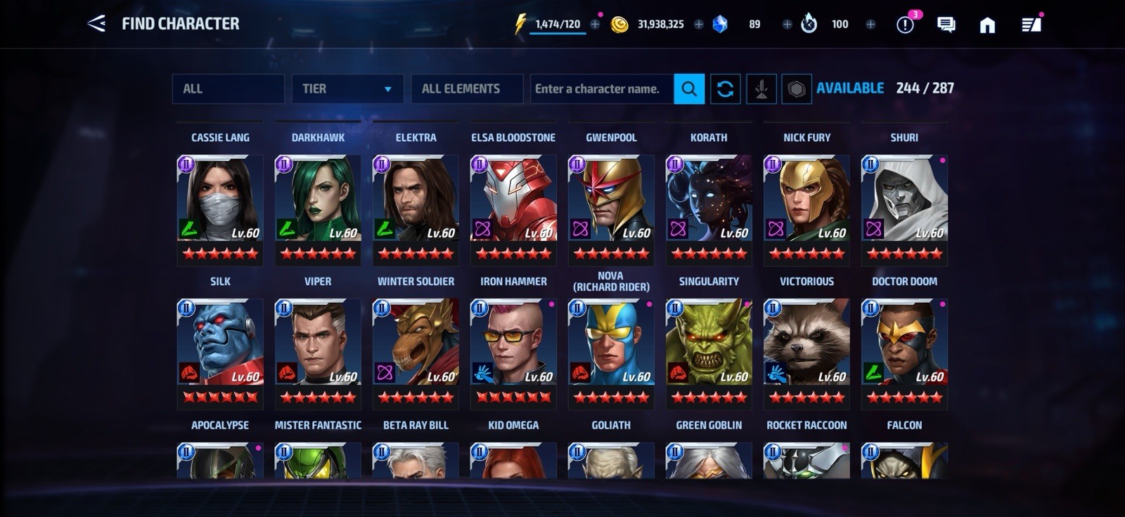 Stacked MARVEL Future Fight Account