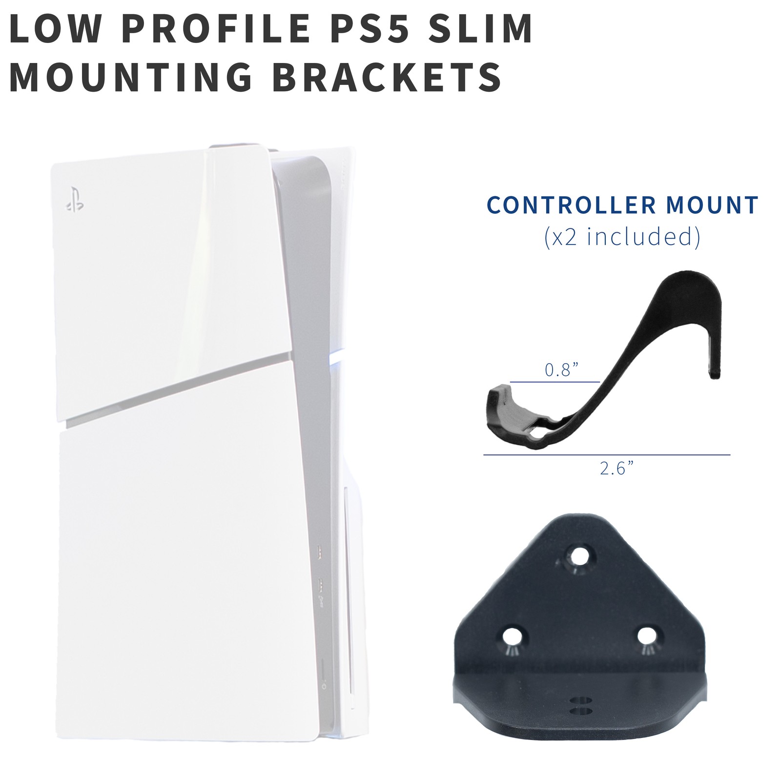 VIVO Wall and Under Desk Mount Designed for PS5 Console with 2 Controller Mounts
