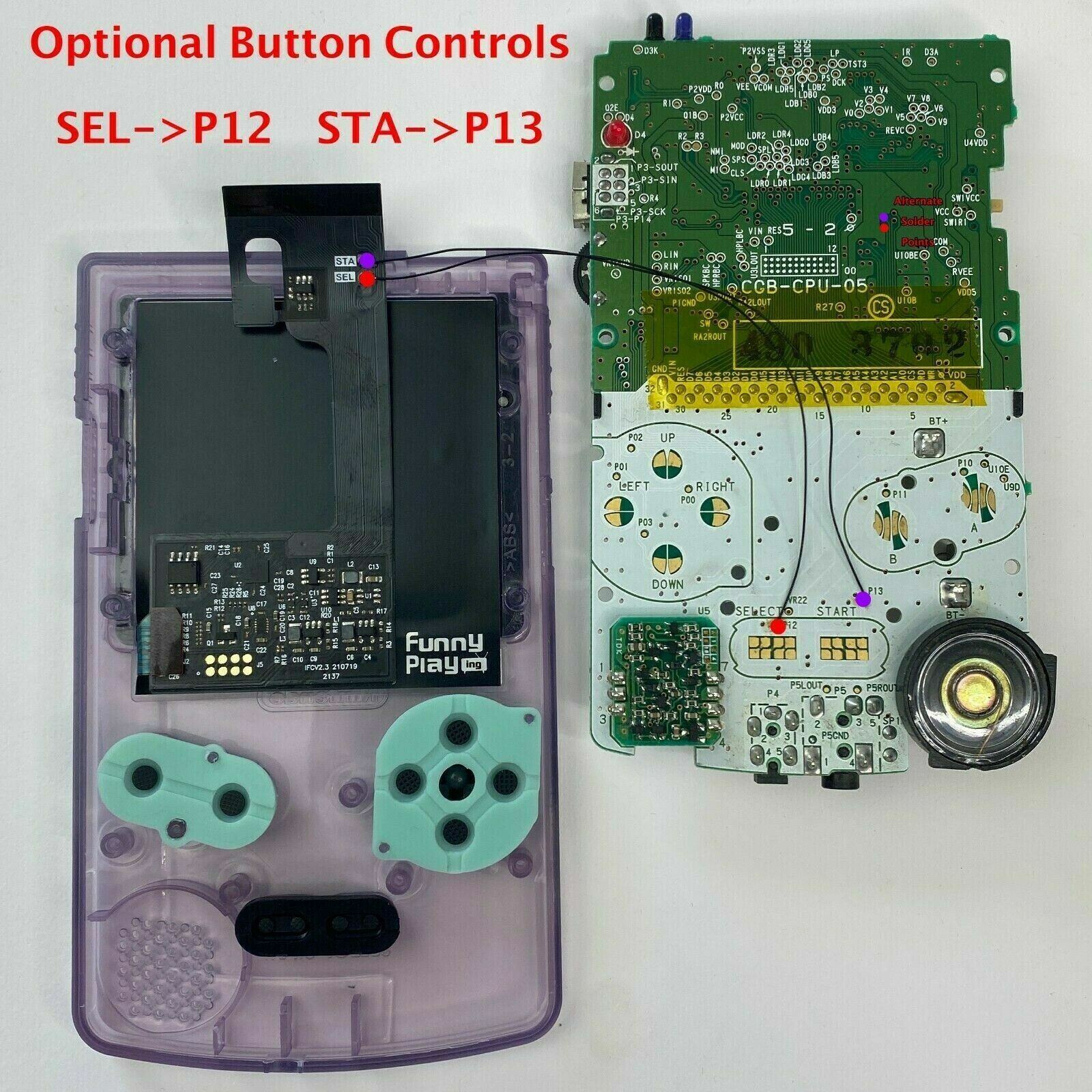 Game Boy Color FunnyPlaying Q5 1.0 2.0 2.5D Laminated IPS Kit Gameboy Color GBC
