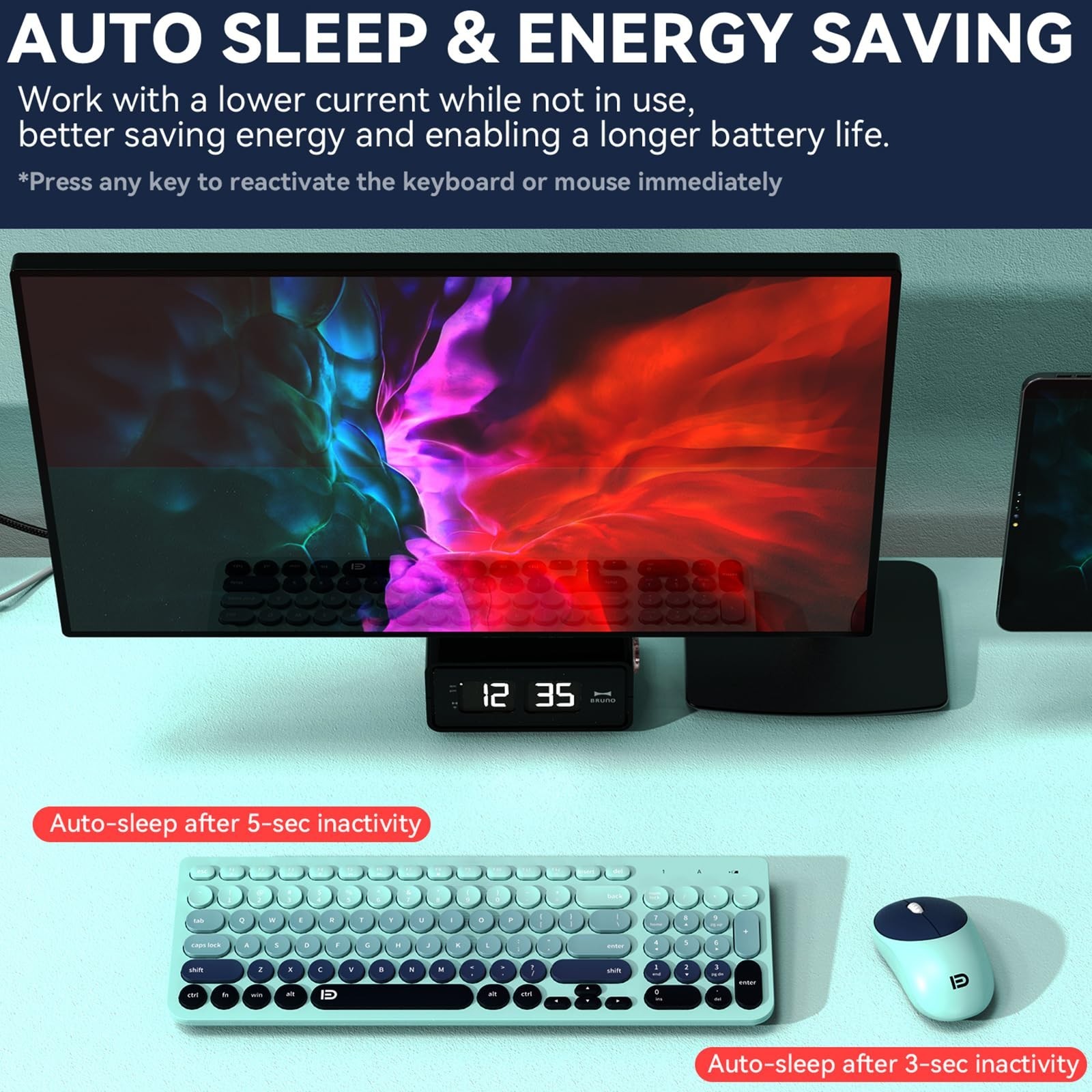 FD Wireless Keyboards and Mouse Combo – 2.4GHz USB Cordless, Cute Wireless Ke…
