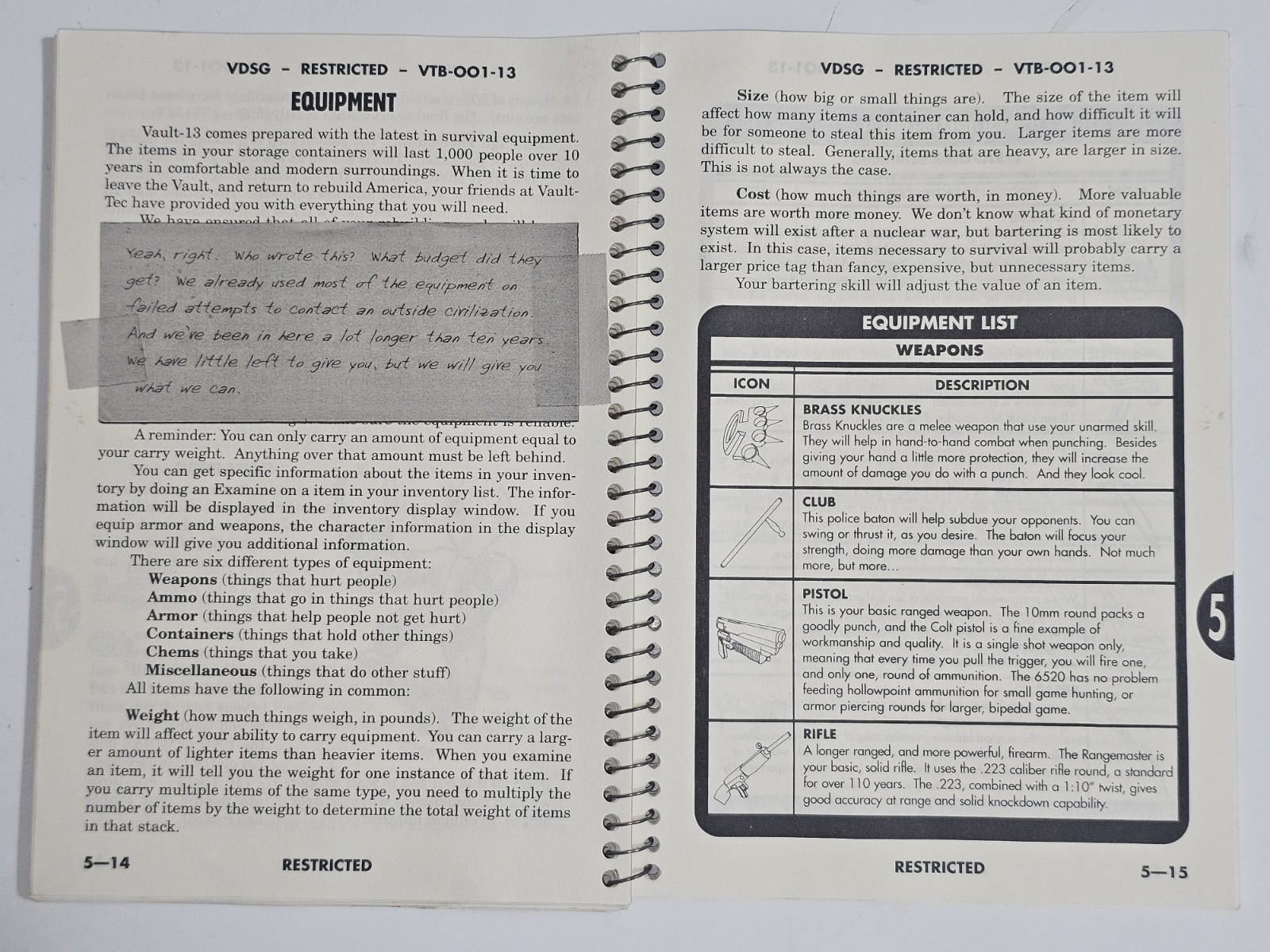 Fallout 1 Vault Dweller’s Survival Guide Original 1997 VDSG VTB-001-13