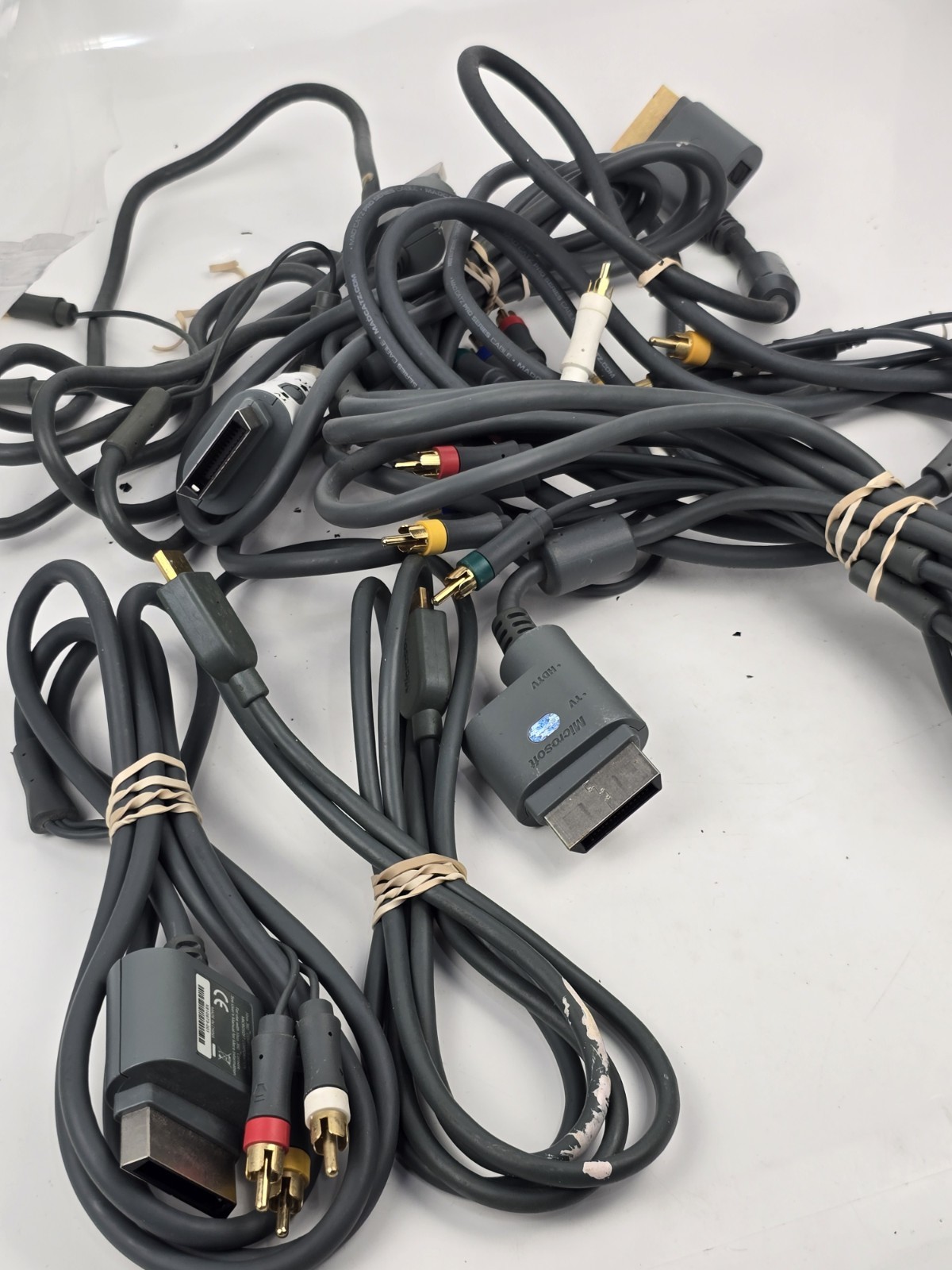 Lot of OEM Microsoft Xbox 360 Component HD AV Cables RCA Video Audio Cords