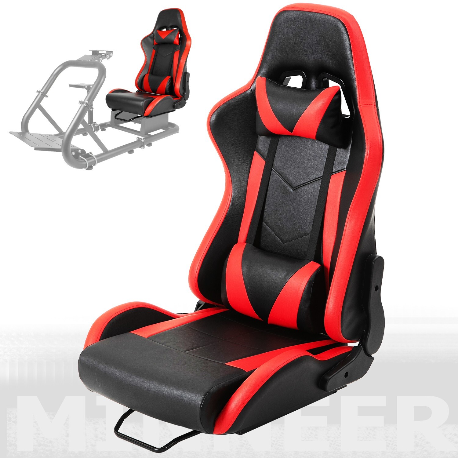 Minneer Racing Game Seat for Steering Wheel Stand Sim Cockpit Double Slide Track