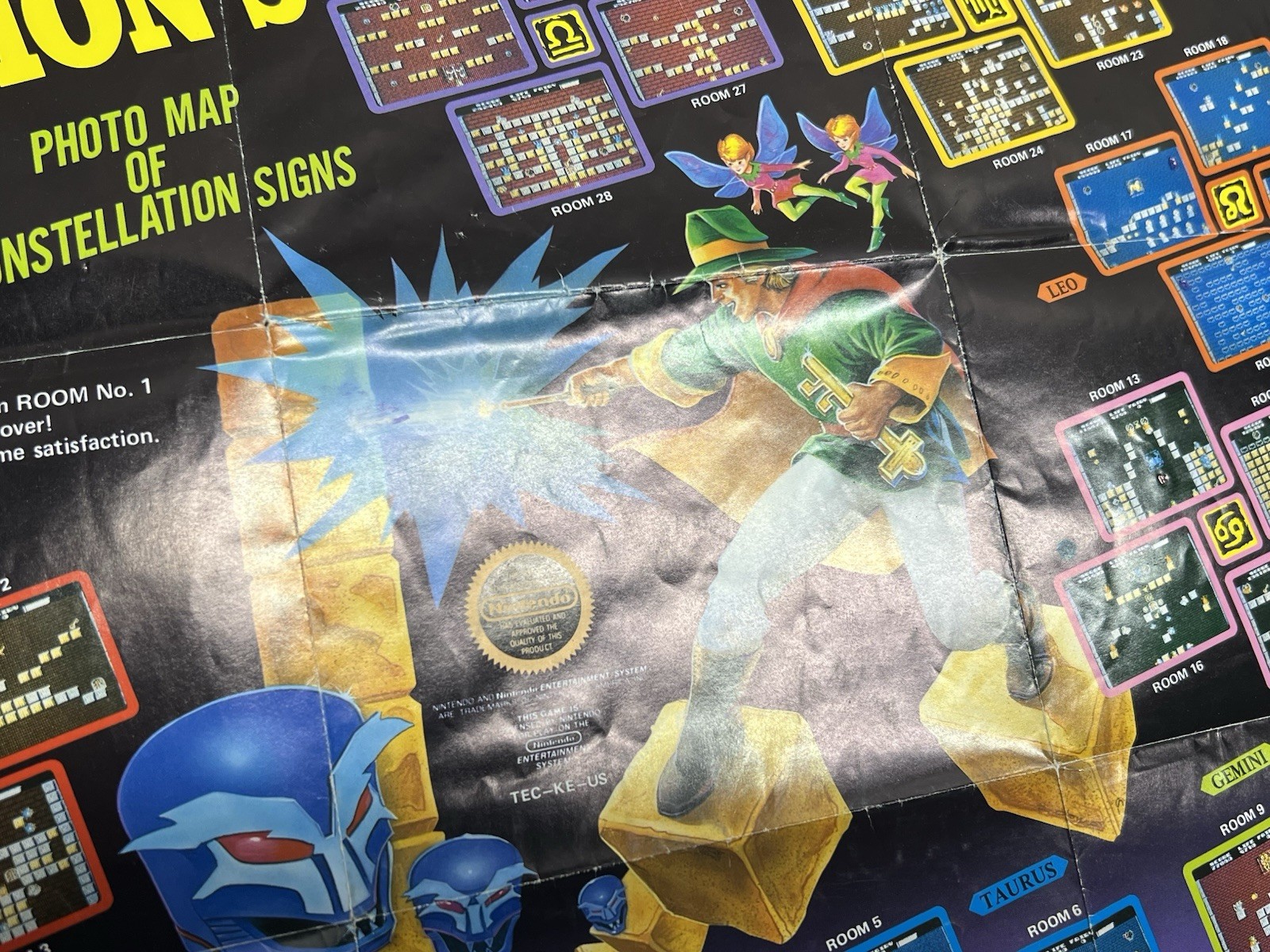 Tecmo Solomon’s Key NES Photo Map Poster Nintendo 1987 Fold Out Insert