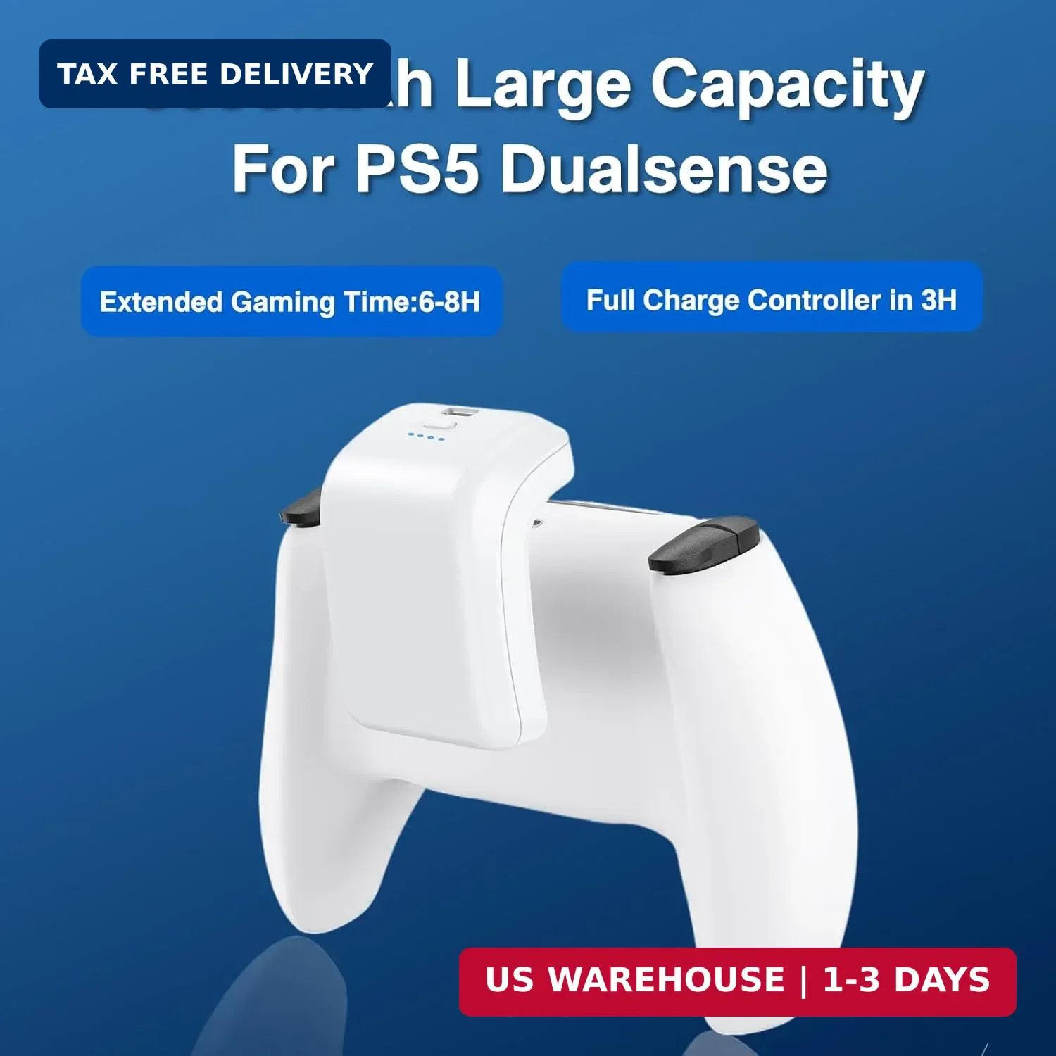 2X 3000mAh PS5 Controller External Battery Pack, PS5 Replacement Battery Extende