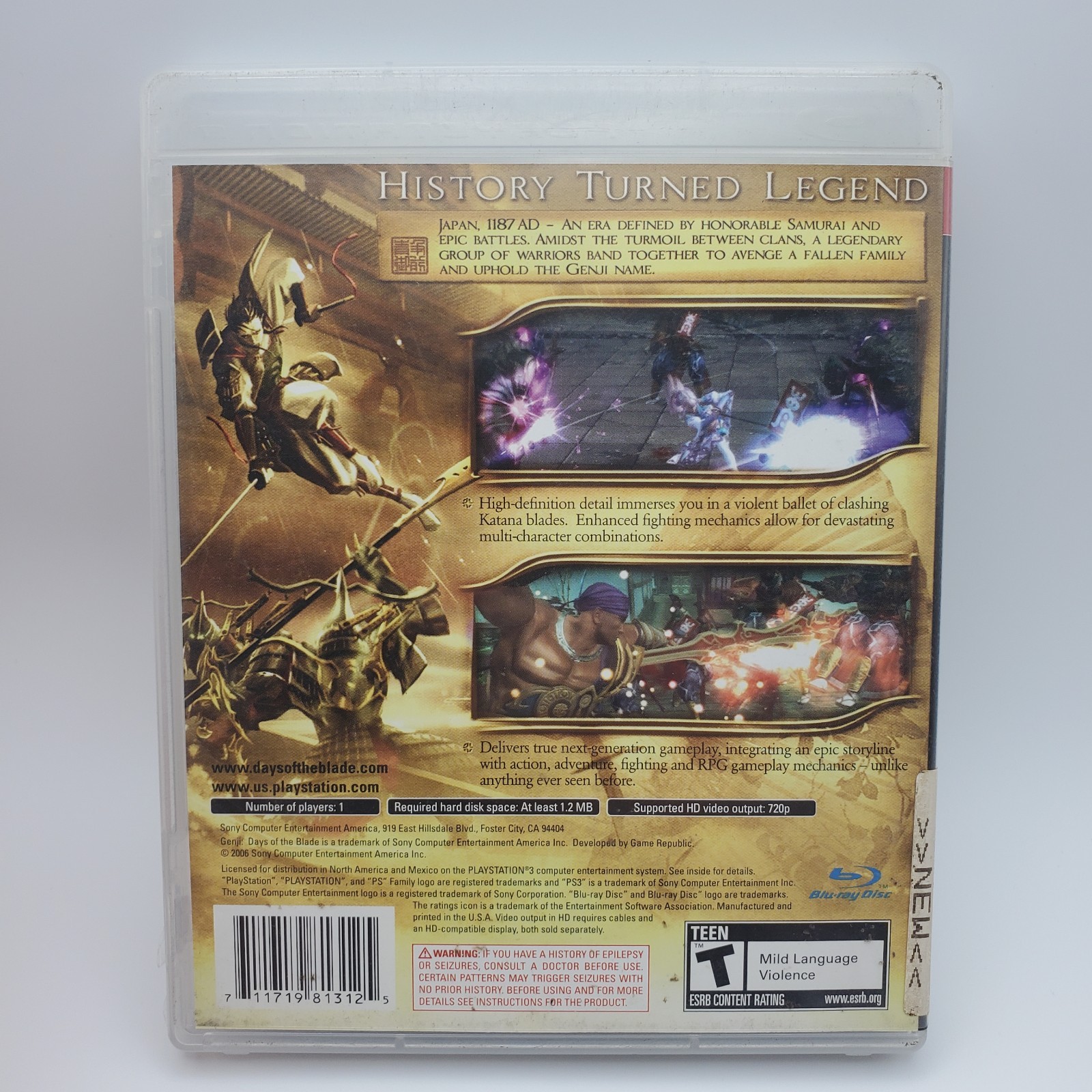 Genji: Days of the Blade (PlayStation 3, 2006) MINT Disc, Complete CIB, TESTED