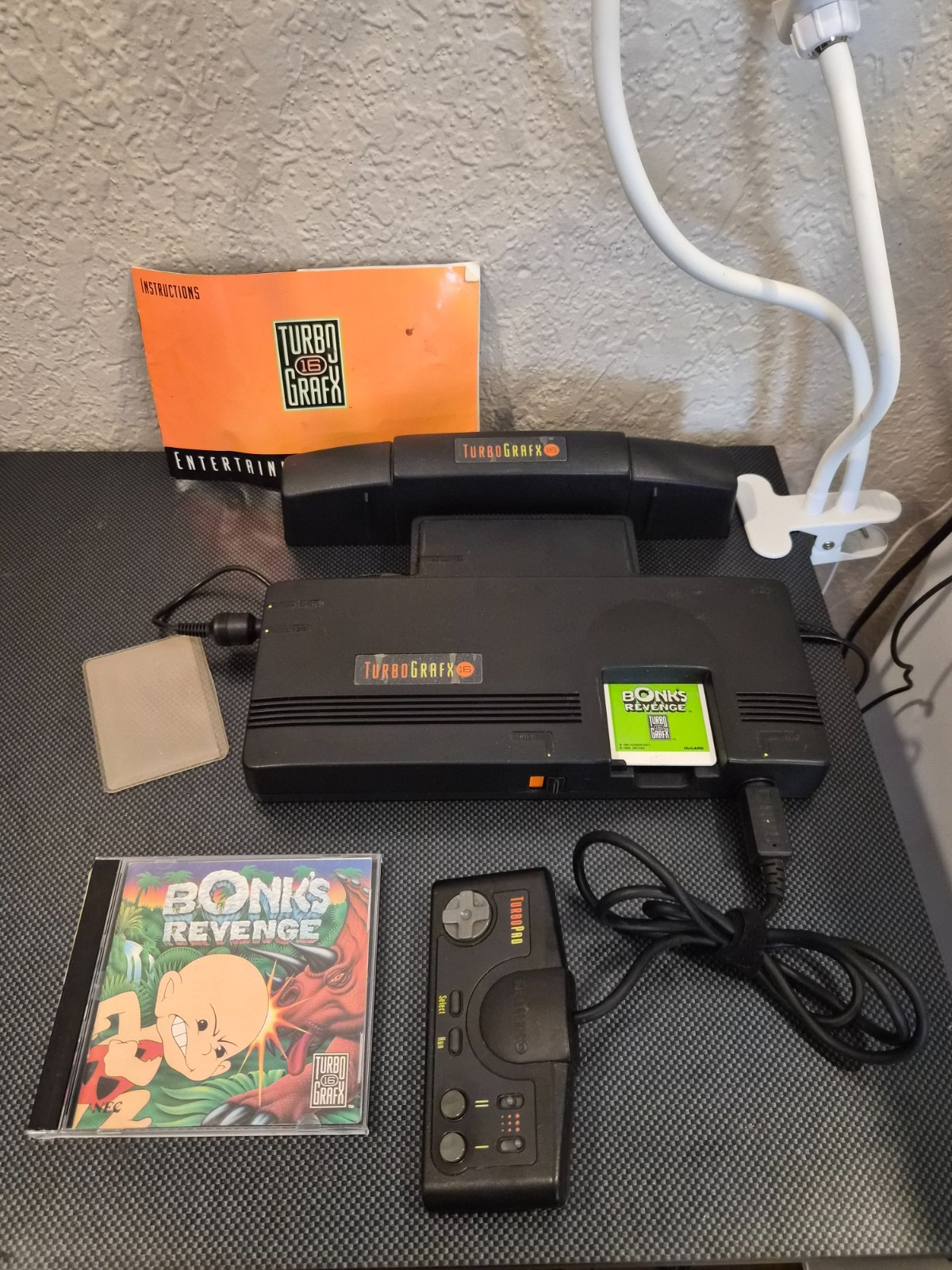 NEC TurboGrafx-16 Console w/Power Adapter RF Switch Controller Bonk’s Revenge