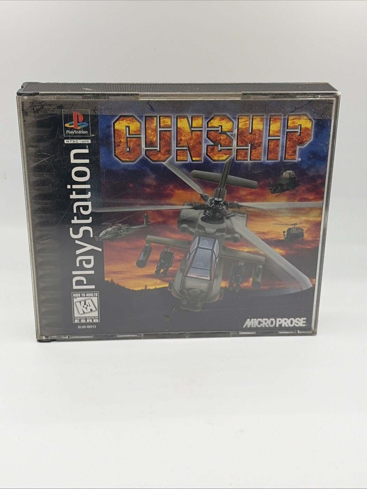 GUNSHIP GAME W/ CASE & MANUAL (SONY PLAYSTATION 1996)
