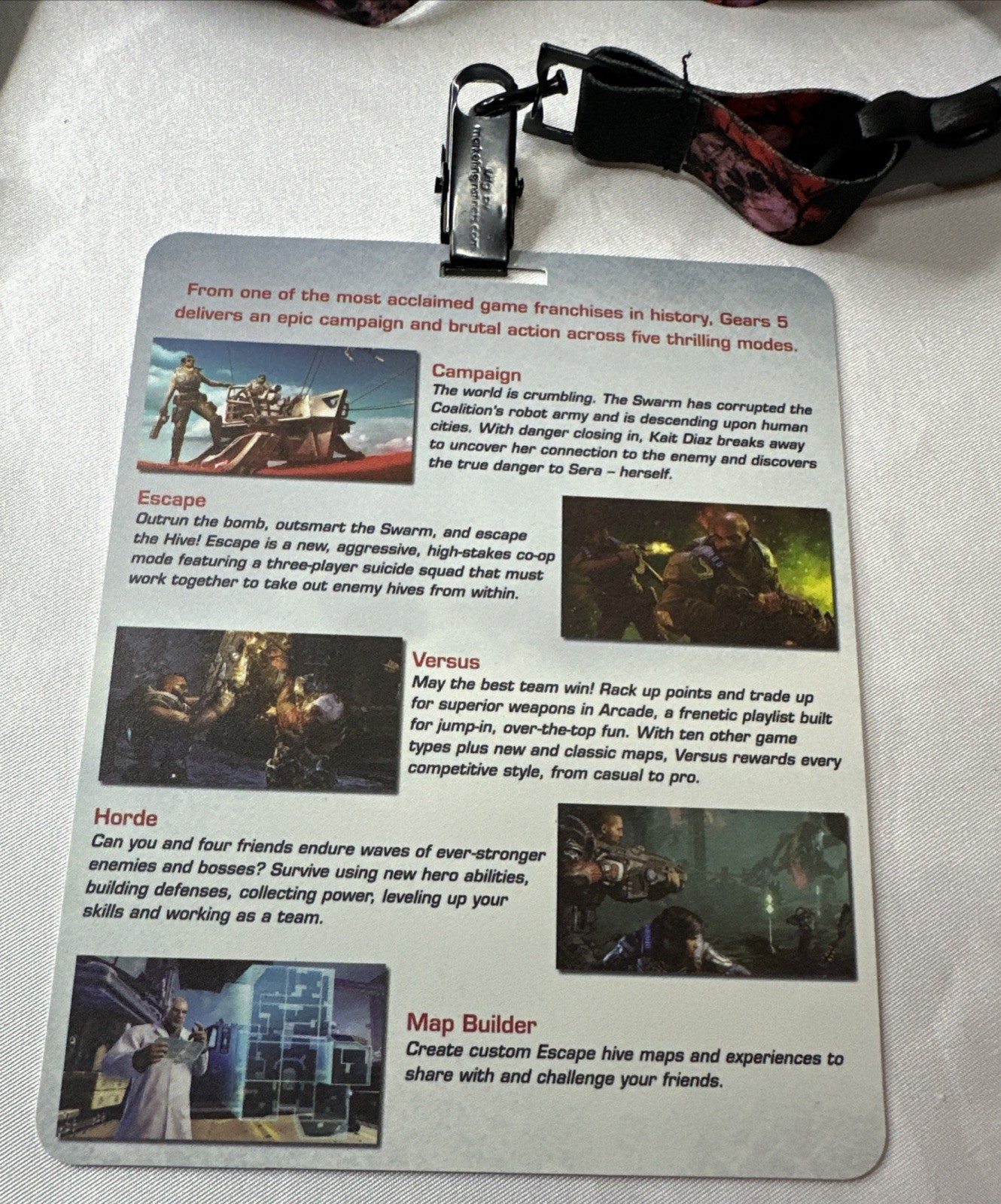 Gears Of War 5 Promo Box Pin + Coin + Lanyard + Art Card Promotional Xbox One