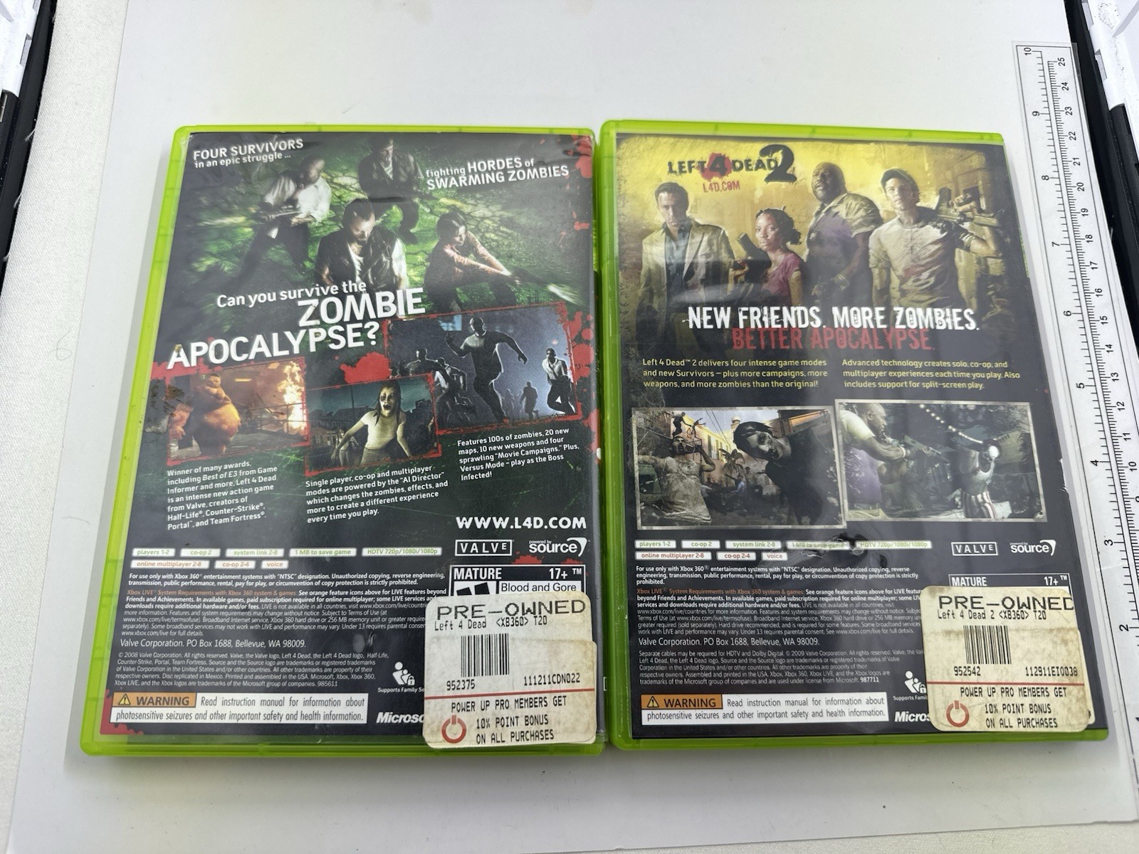 Left 4 Dead 1 & 2 Microsoft Xbox 360 Video Game Bundle Vintage Retro Gaming
