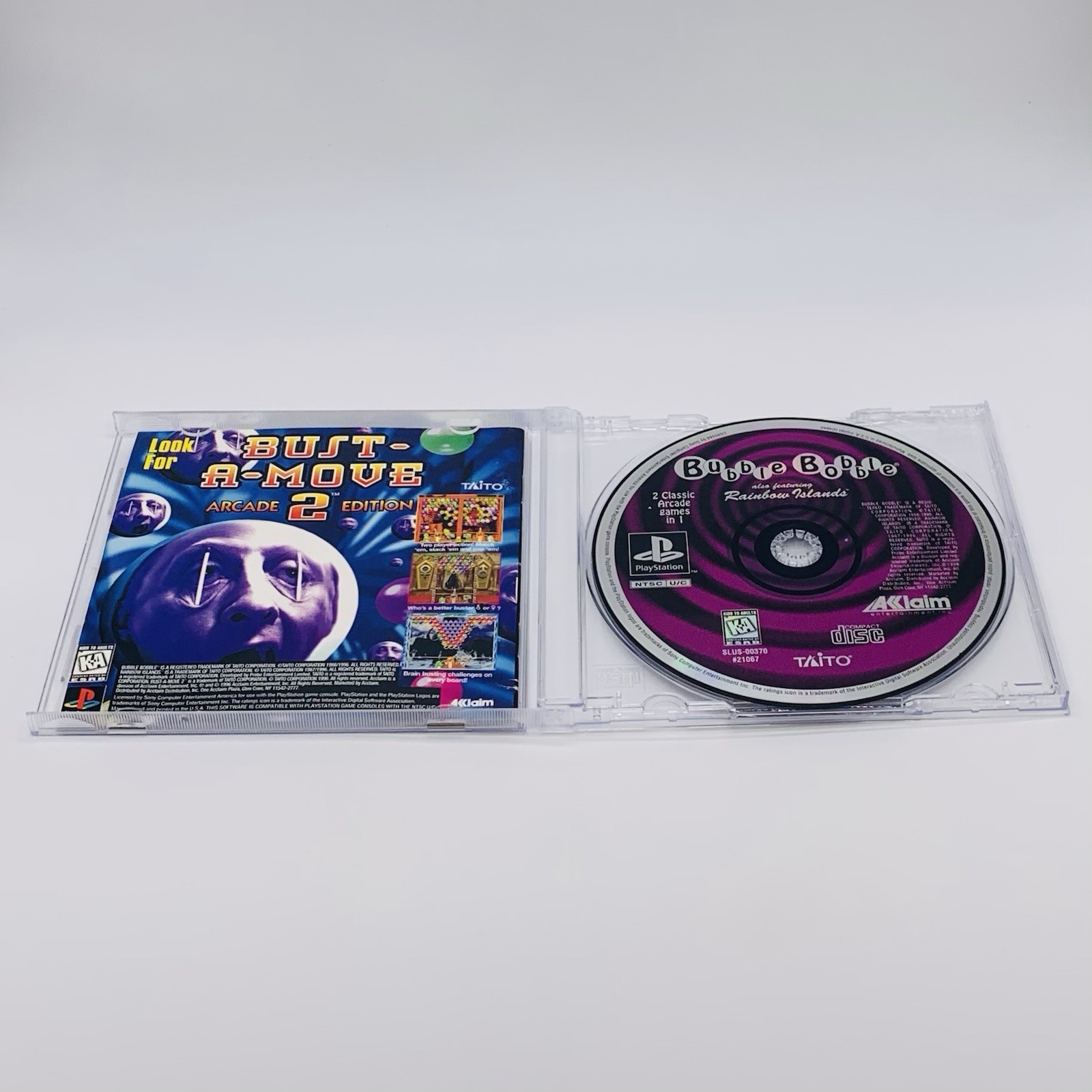 Bubble Bobble Featuring Rainbow Islands PS1, 1996 – Disc & Manual No Back Insert