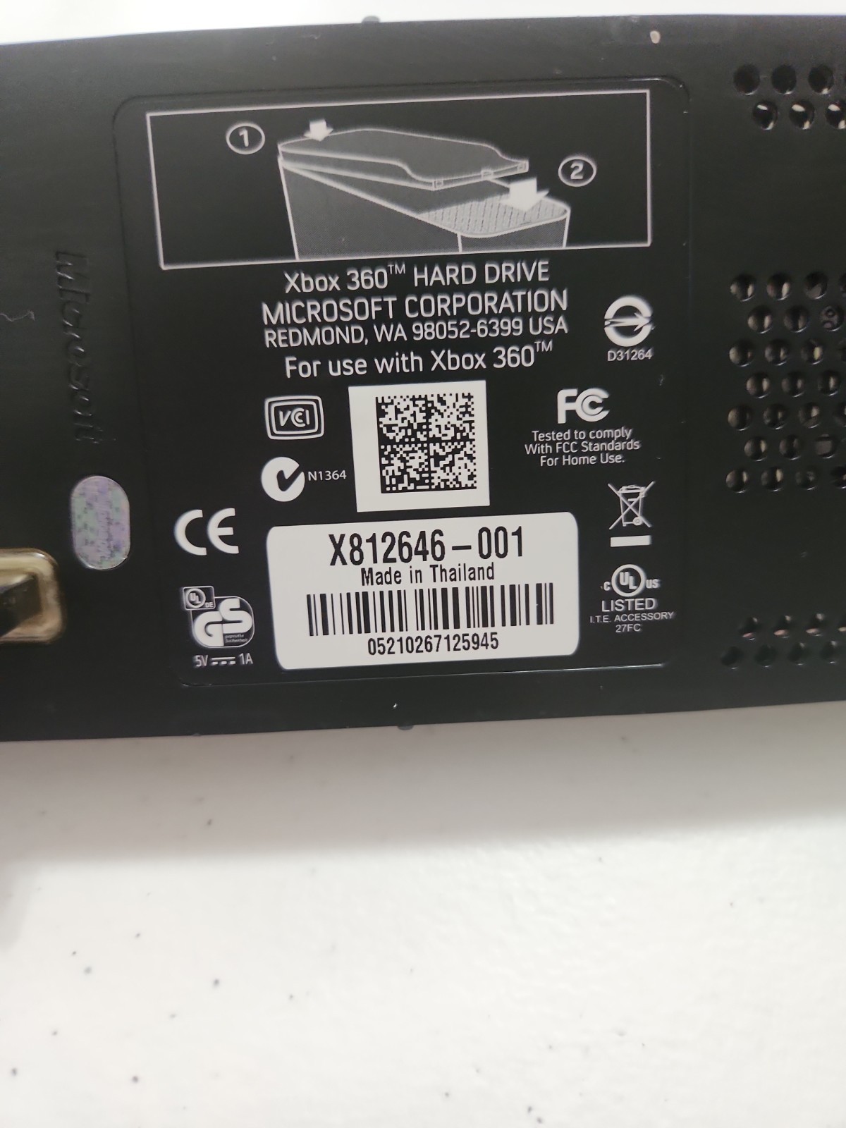 Genuine OEM Xbox 360 120GB HDD X812646-001 Microsoft External Hard Drive TESTED