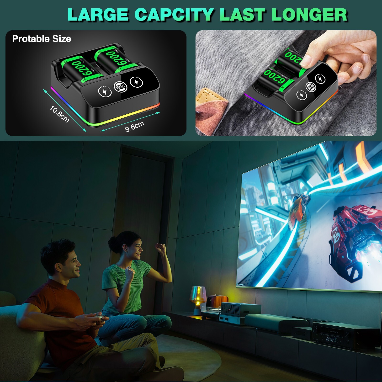 4 Pack 6200mWh Rechargeable Controller Battery Pack for Xbox Series X|S/Xbox One