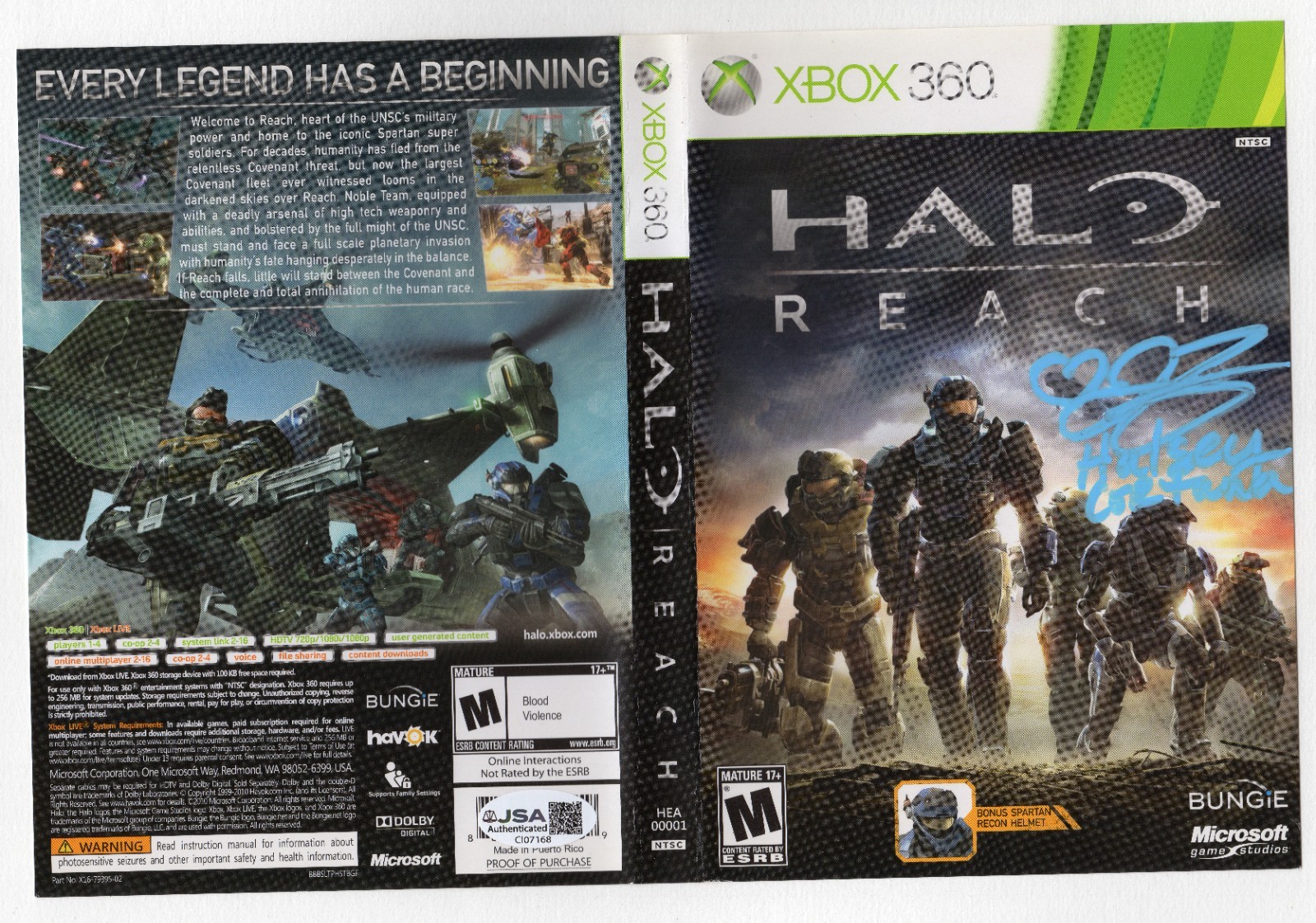 Halo: Reach Xbox 360 signed by Jen Taylor the voice of Cortana/Dr. Halsey