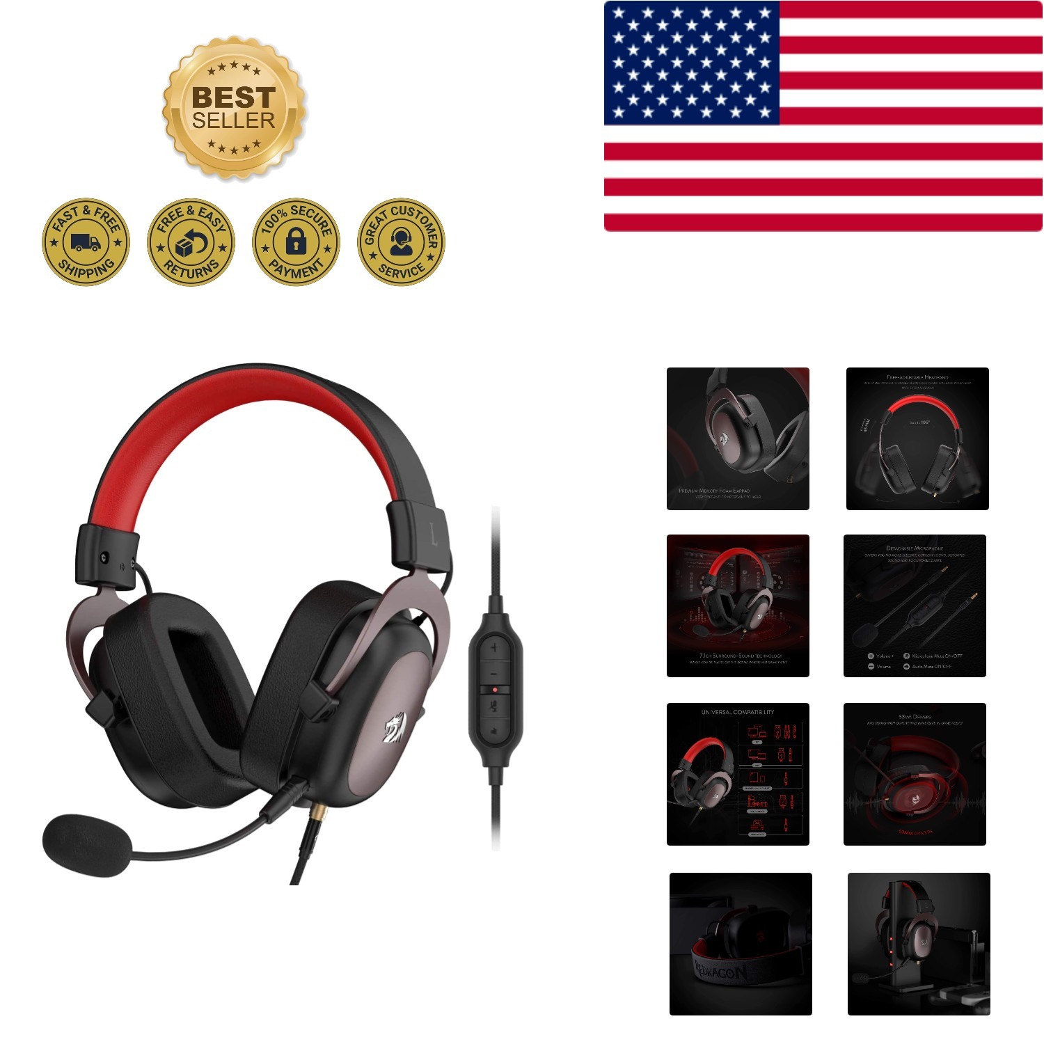 H510 Zeus – 7.1 Surround Sound Headset with Advanced Noise Isolation & Comfort