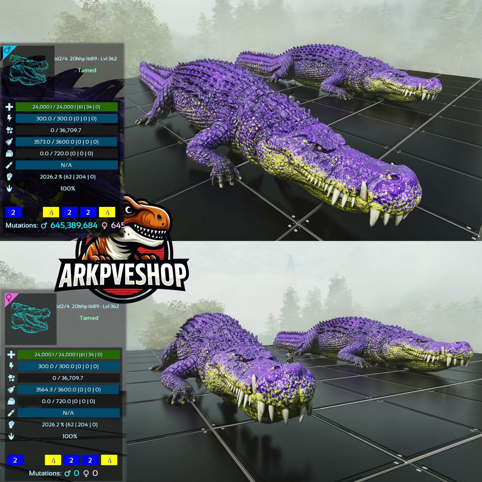 ASA PVE 🦖ARK Survival Ascended Deinosuchus Deino 2026m or 2428m Red Variant
