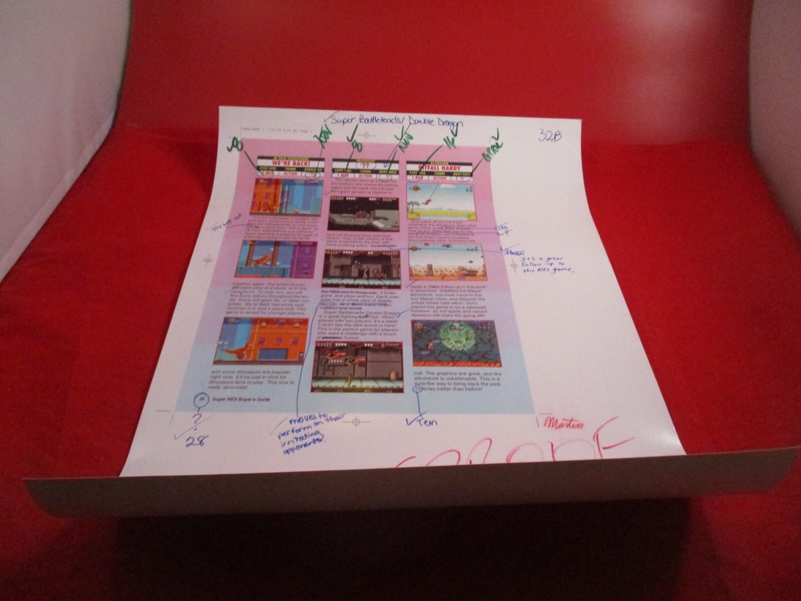Super NES Buyer’s Guide Magazine Prototype Sheet We’re Back Battletoads Double D