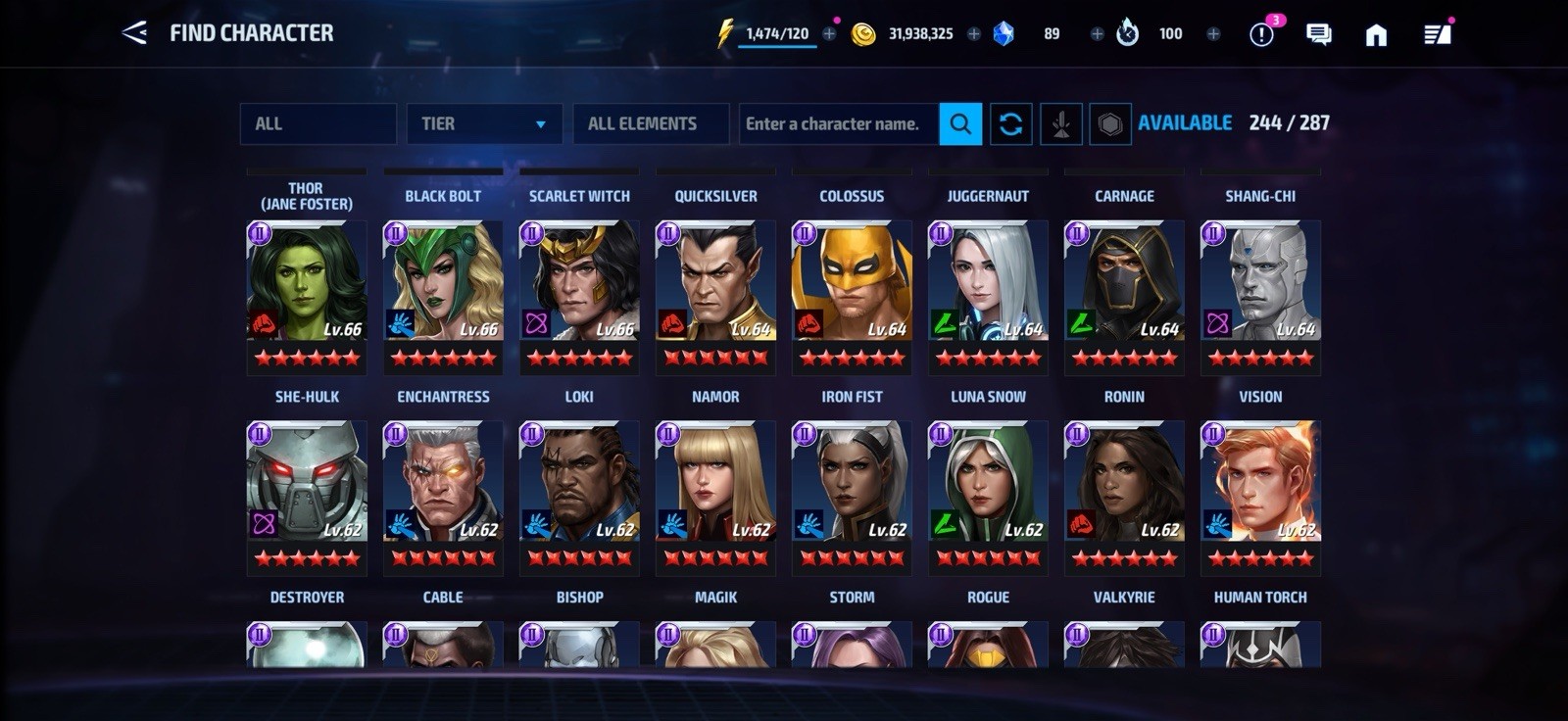 Stacked MARVEL Future Fight Account