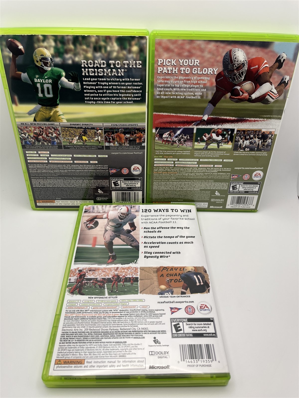Xbox 360 NCAA Football 11 12 13 Games Bundle Complete Tested Free Shipping