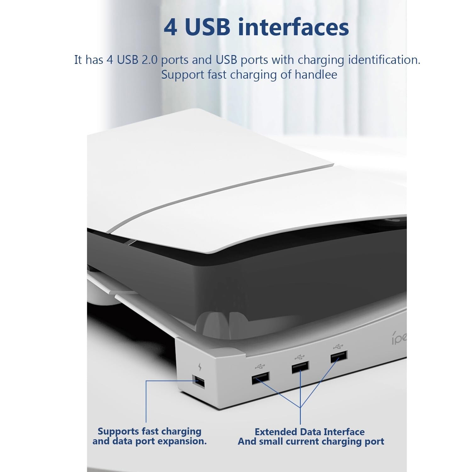 Horizontal Stand for PS5 Slim Disc & Digital Console with Fast Charging USB Port