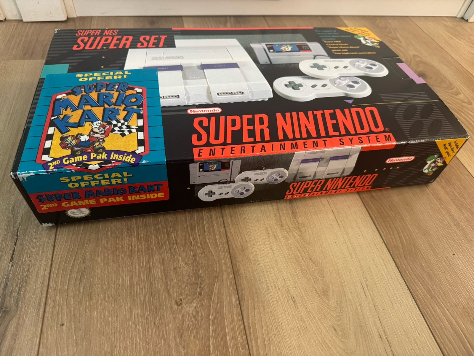 SNES SUPER NINTENDO SUPER MARIO KART CONSOLE SET CIB *Excellent Condition*