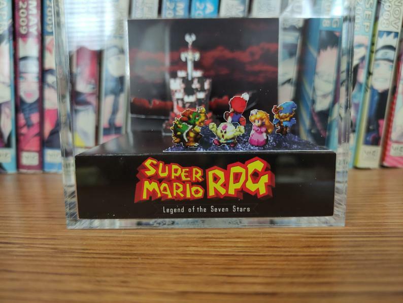 Super Mario RPG – Bowser’s Castle Handmade Diorama -Gameboy Gaming Cube-Fanart