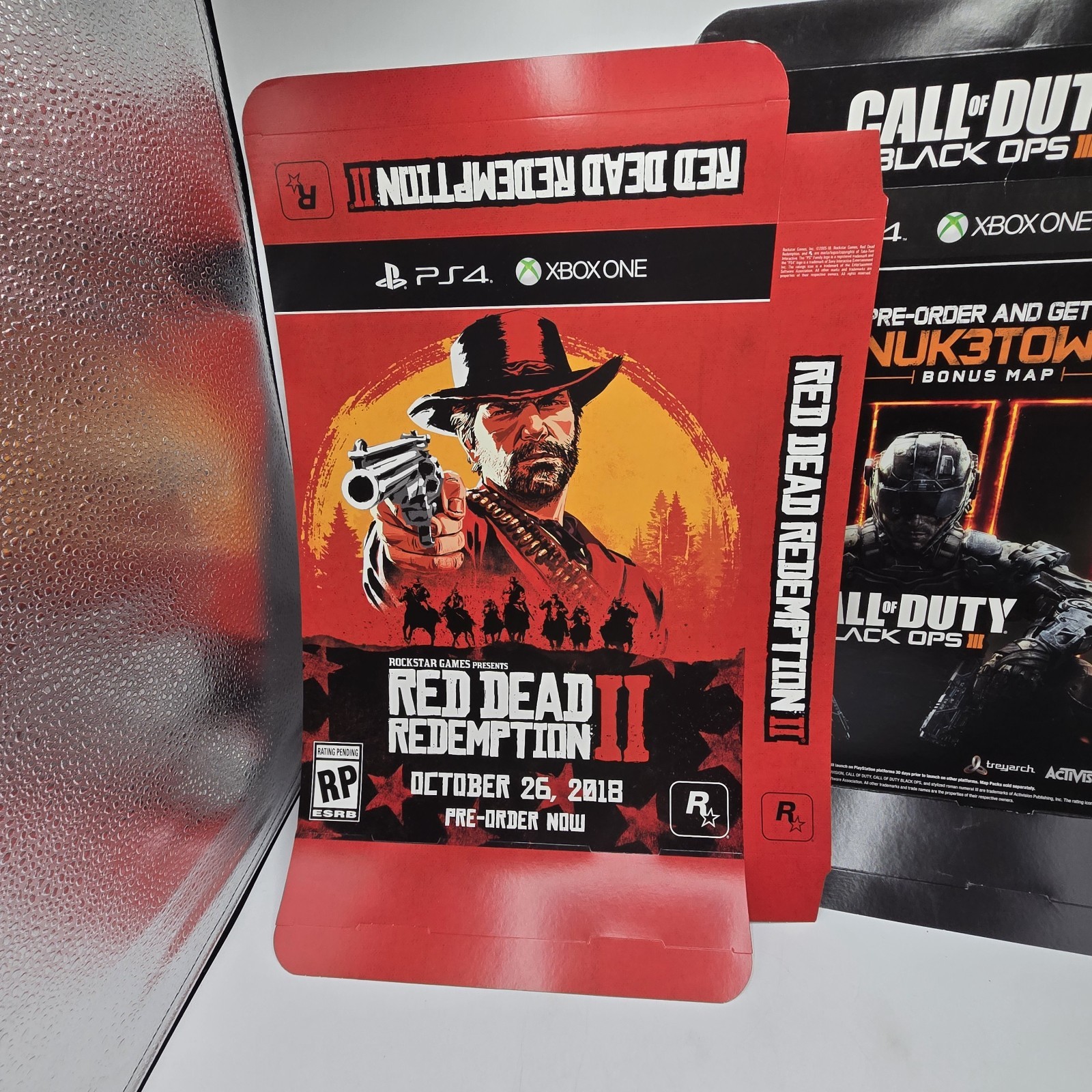 Red Dead Redemption 2 And COD Black OPS 3 GameStop Large Display Boxes