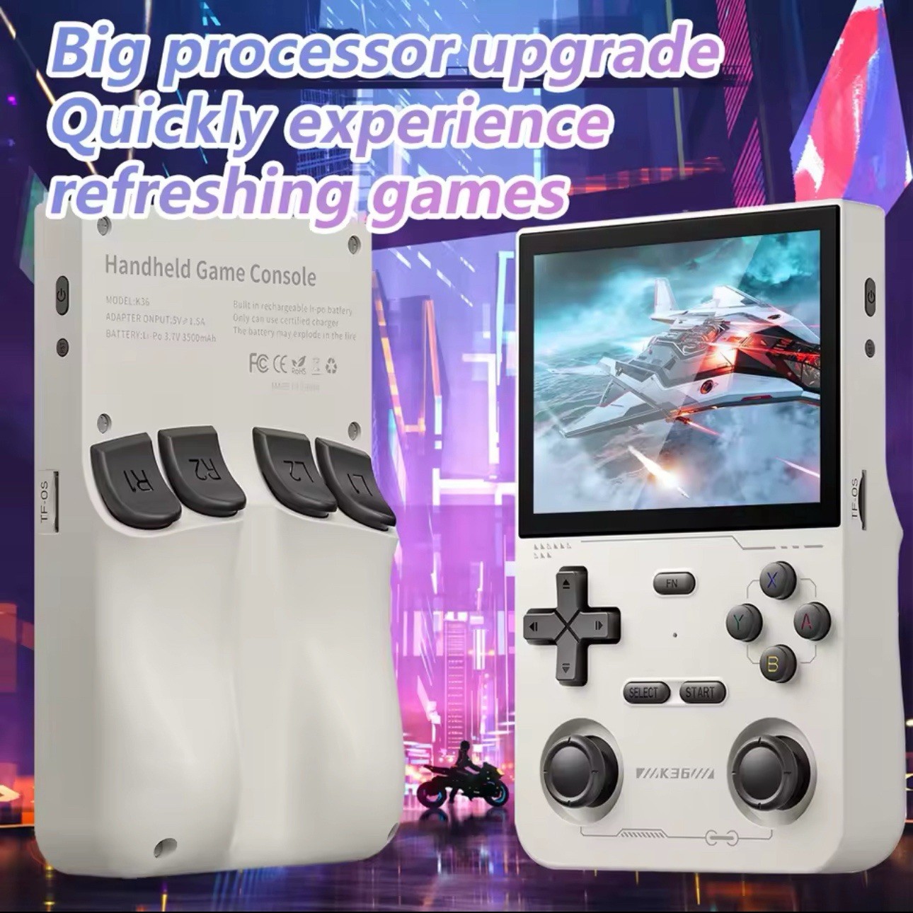 GAMINJA K36 Handheld Game Console 3.5Inch IPS 640×480 Screen Built in 64GB