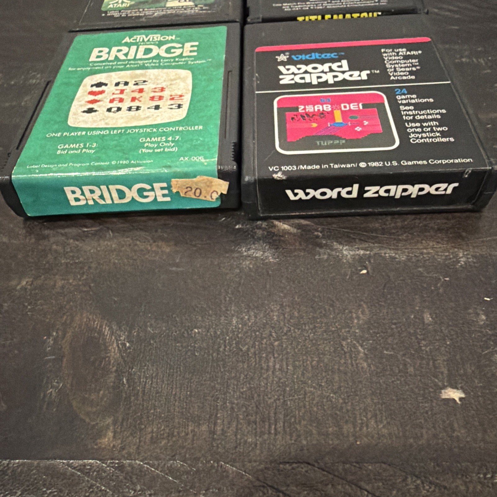 Atari 2600 Game Lot Title Match,Bridge, Othello & Word Zapper