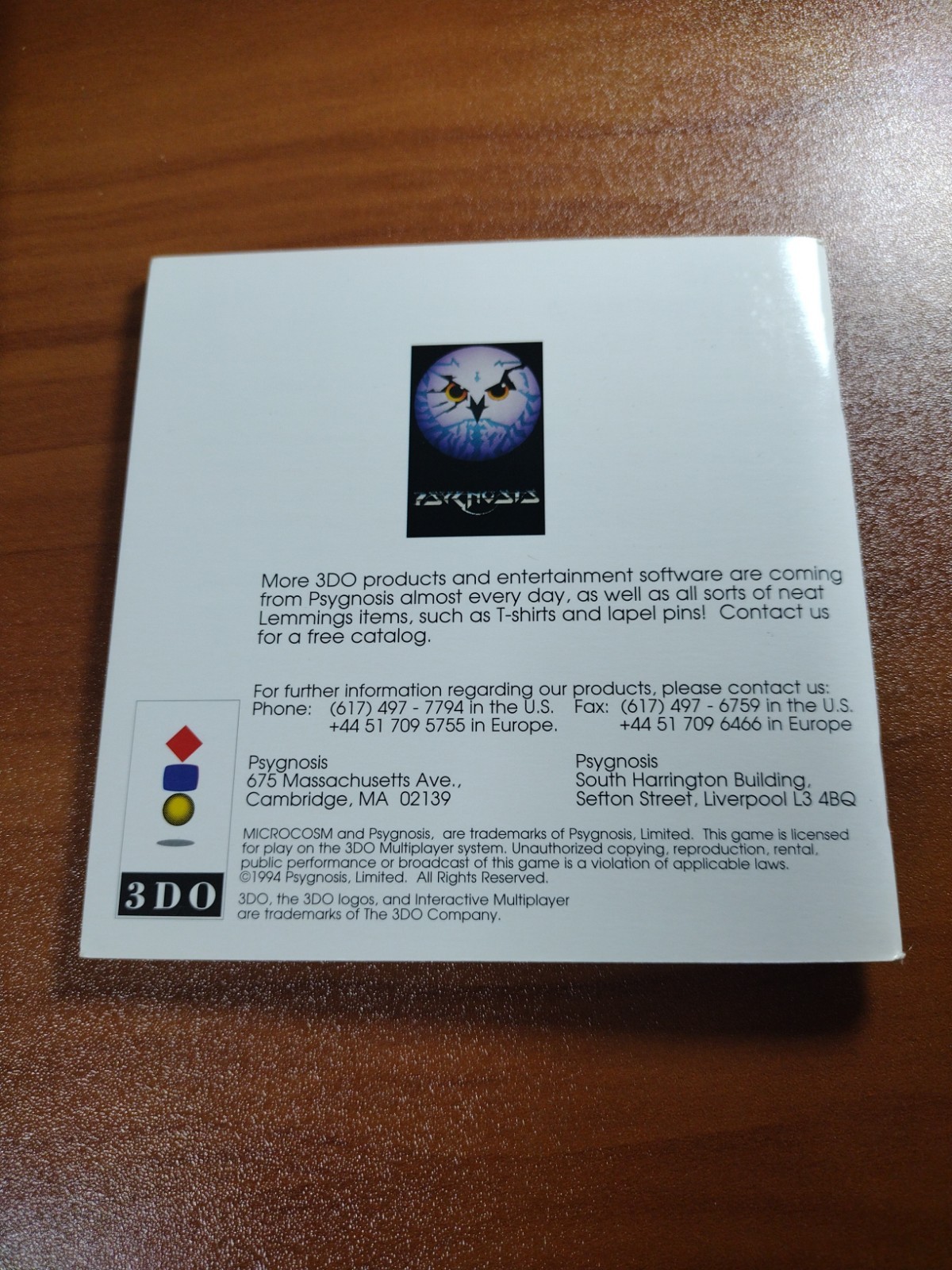 Microcosm (Panasonic 3DO) Long Box + Manual (No Disc) VGC NM Box