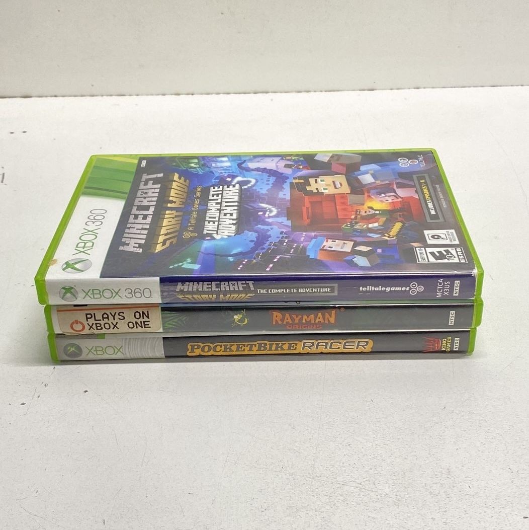 Xbox 360 Game Lot 3 Games Minecraft Story Mode Rayman Origins CIB