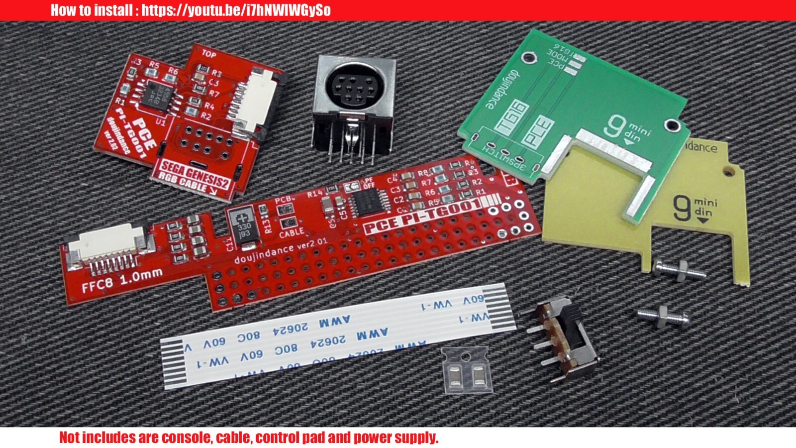 Assembly kit PC Engine PI-TG001 Csync RGB Region Free Sega Genesis 2 pinout