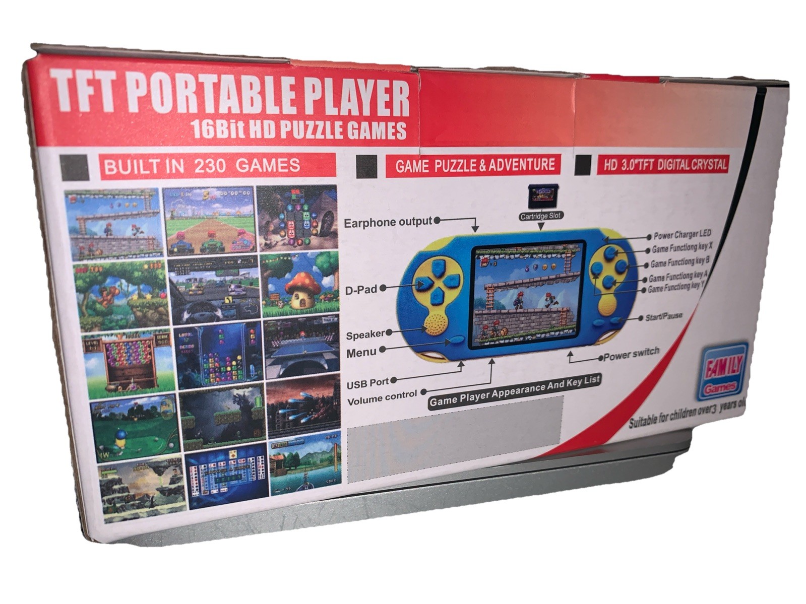 Handheld Game Console for Kids Adults, 3.0” Large Screen Preloaded 230