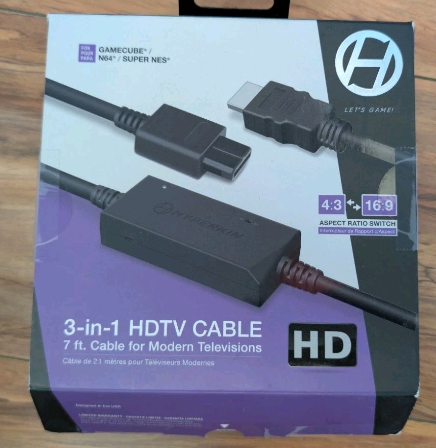 Hyperkin HDMI 3-in-1 HDTV Cable Compatible w/ GameCube, N64, Super NES | OpenBox