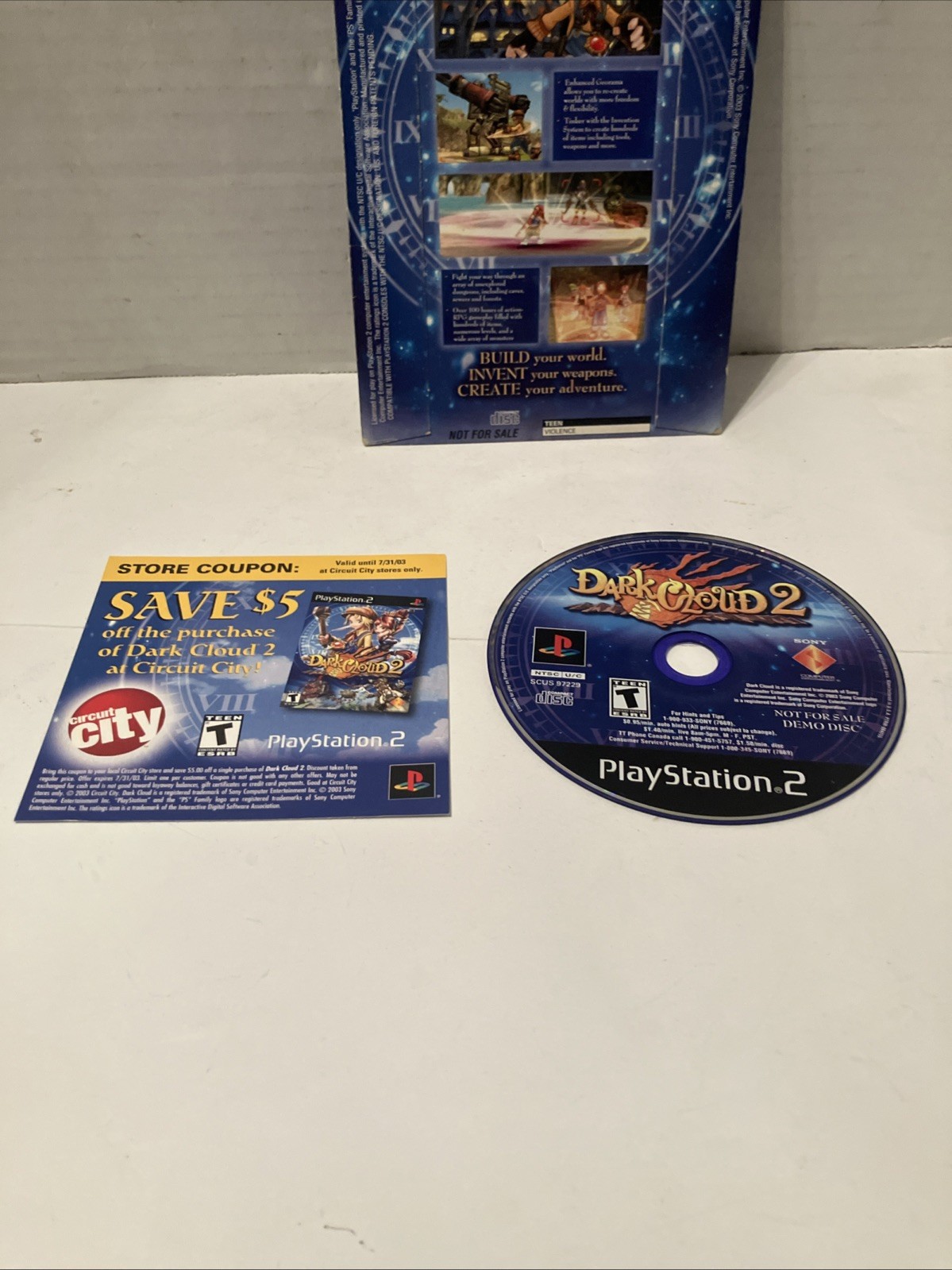 Dark Cloud 2 Playstation 2 PS2 Promotiona Demo Disc w/ Sleeve